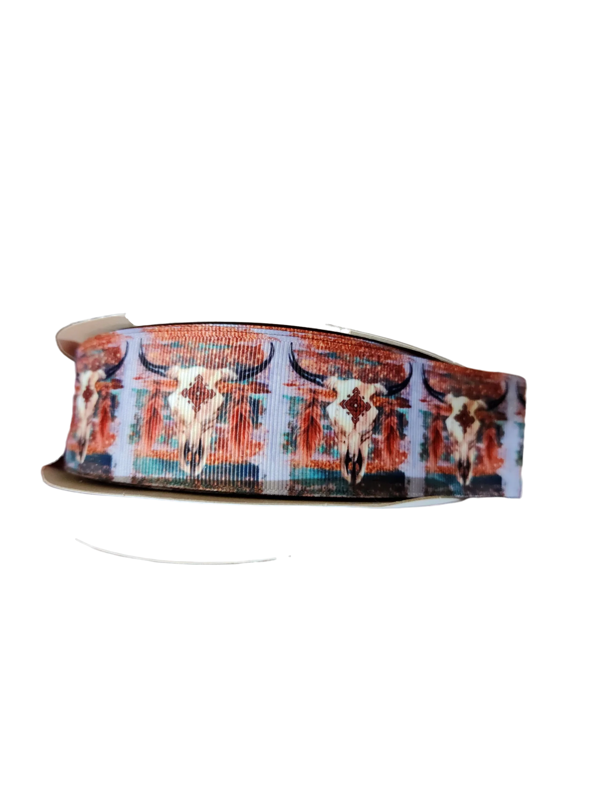 1.5" Wide Western Bull Skull Nylon Dog Collar