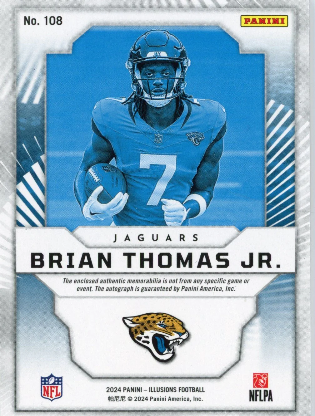 2024 Panini Illusions Brian Thomas Jr #108 First Impressions Auto /249 Rookie RC Football Card - Image 2