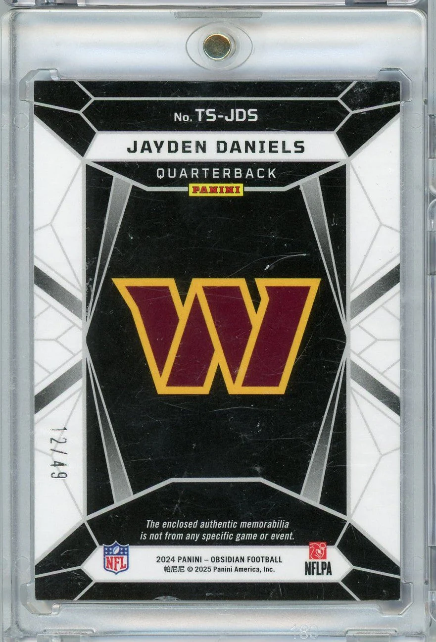 2024 Panini Obsidian Trifecta Jayden Daniels #TS-JDS Triple Relic /49 Rookie RC Football Card - Image 2
