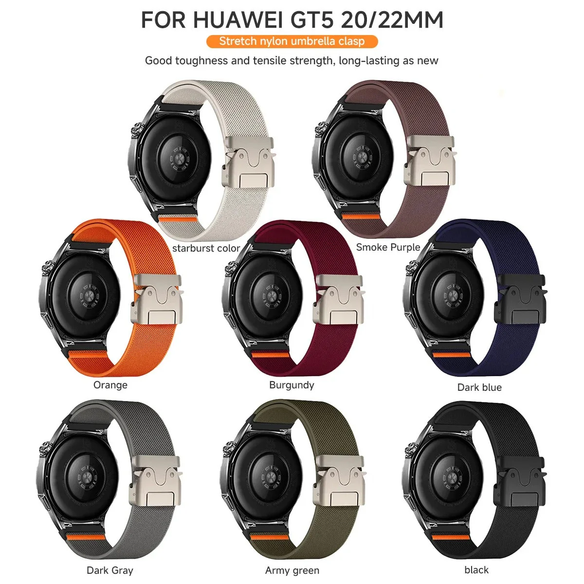 20MM, 22MM Elastic Strap for Samsung Galaxy Watch 7 6 5 4 40mm 44mm 6Classic 47mm Nylon Band for Huawei Watch GT5 4Pro 3 Bracelet - Image 6