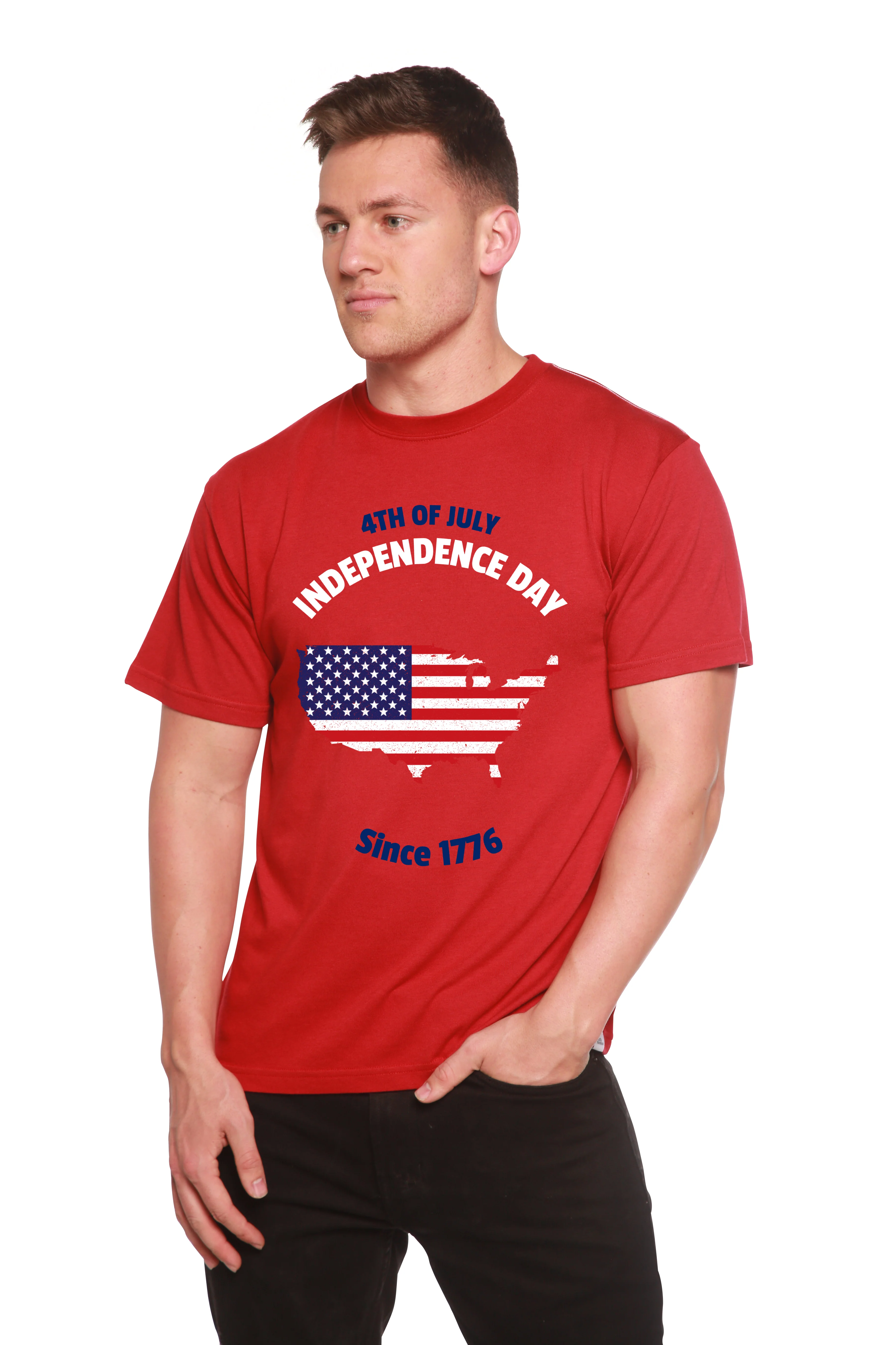 4th of July Men's Bamboo Viscose/Organic Cotton Short Sleeve Graphic T-Shirt - Image 10