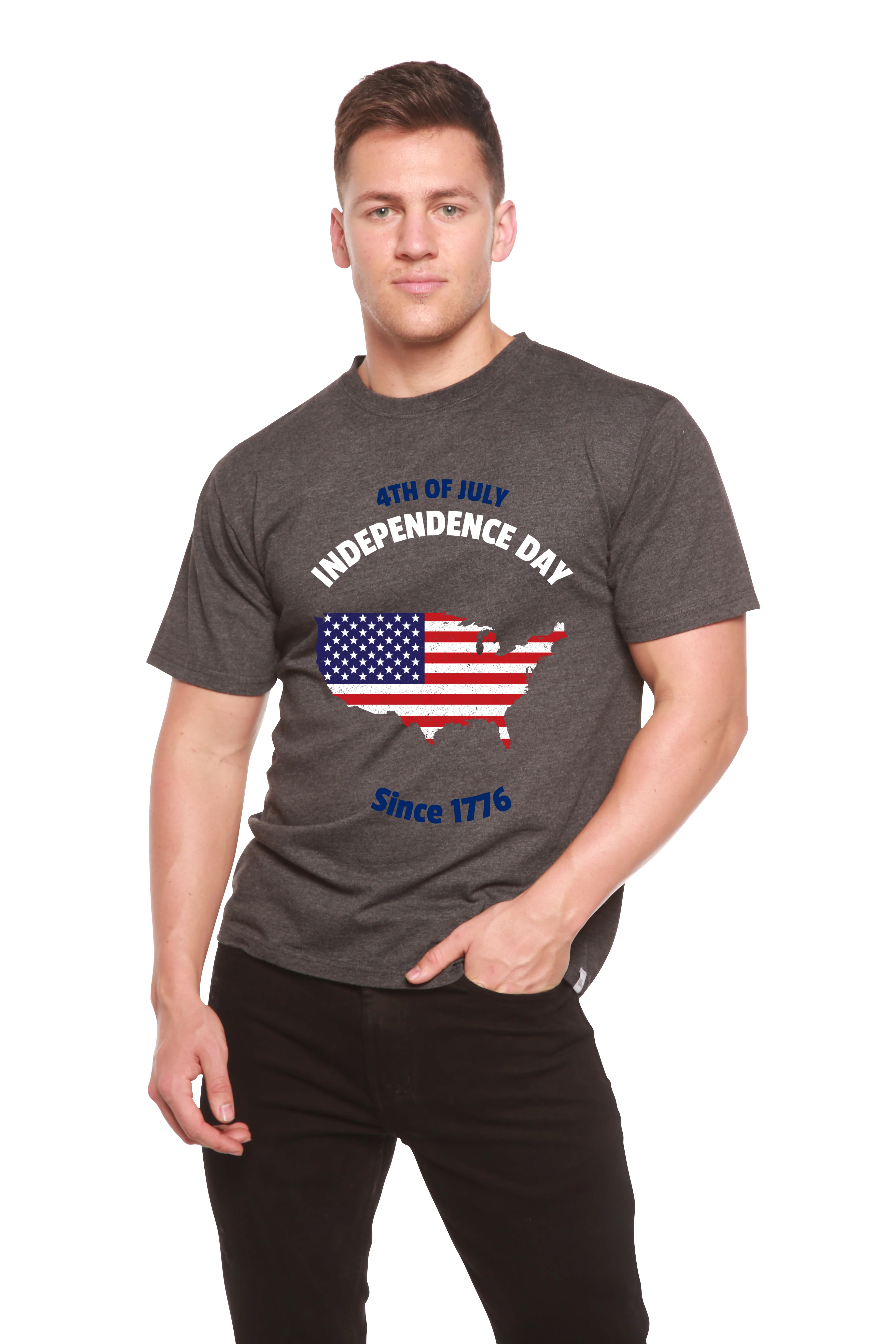 4th of July Men's Bamboo Viscose/Organic Cotton Short Sleeve Graphic T-Shirt - Image 2