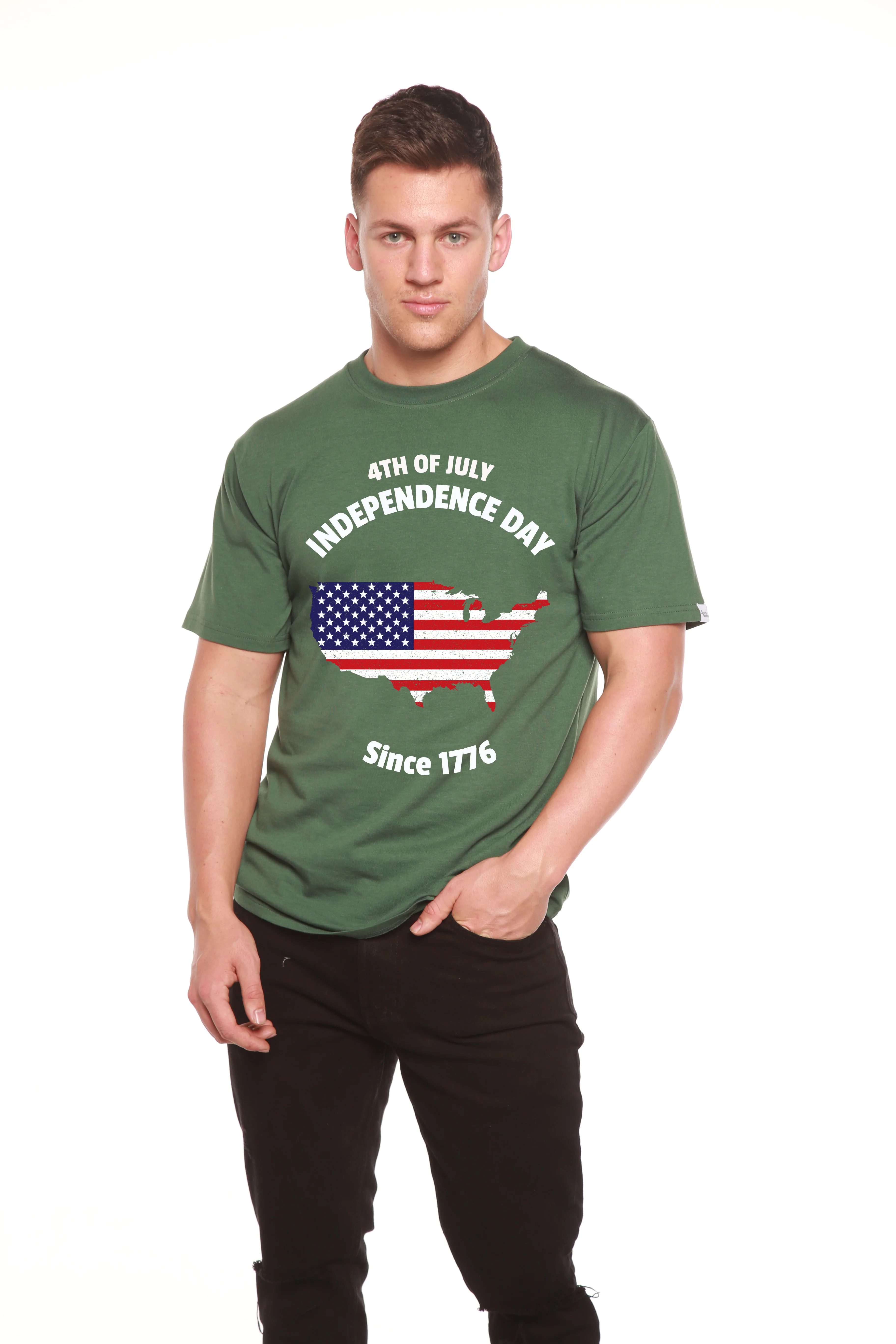 4th of July Men's Bamboo Viscose/Organic Cotton Short Sleeve Graphic T-Shirt - Image 9