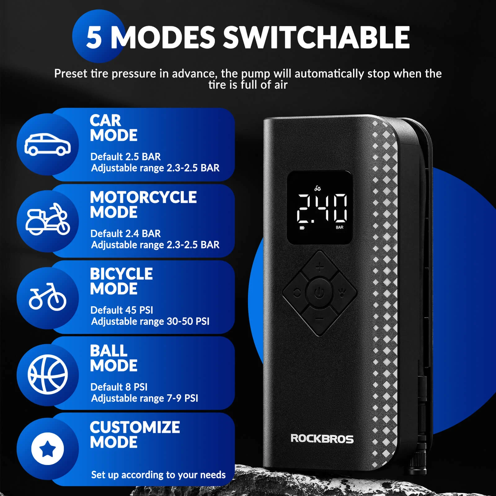 A13 Mini Electric Air Bike Tire Pump 150PSl - Image 5