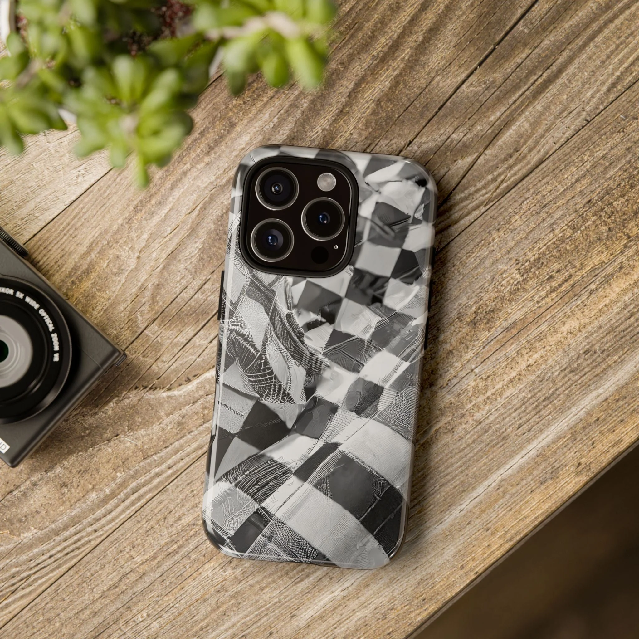Abstract Checker Print Tough Phone Case - Image 103
