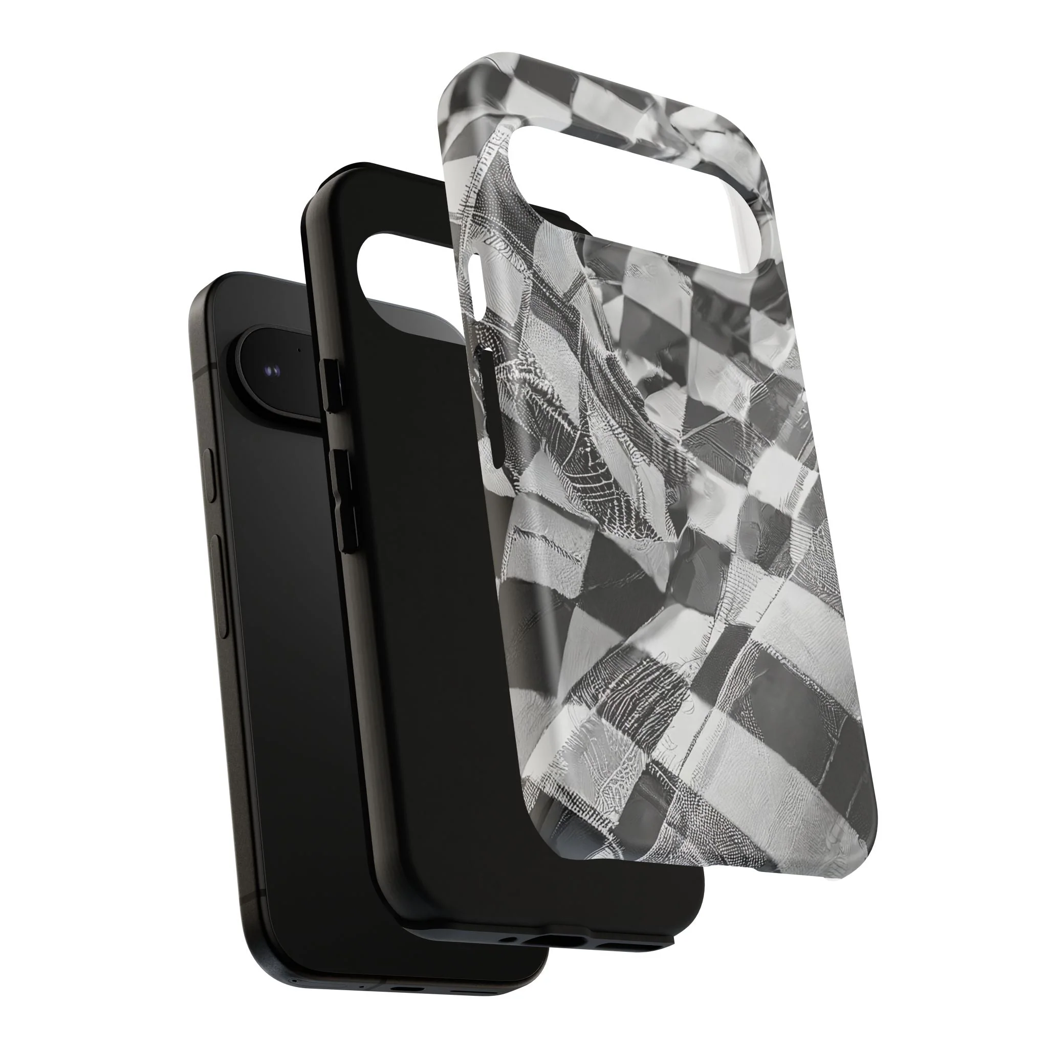 Abstract Checker Print Tough Phone Case - Image 110