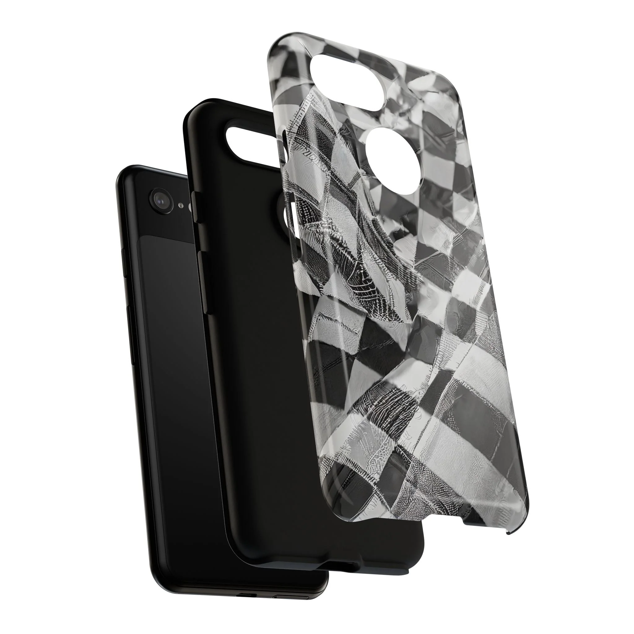 Abstract Checker Print Tough Phone Case - Image 116