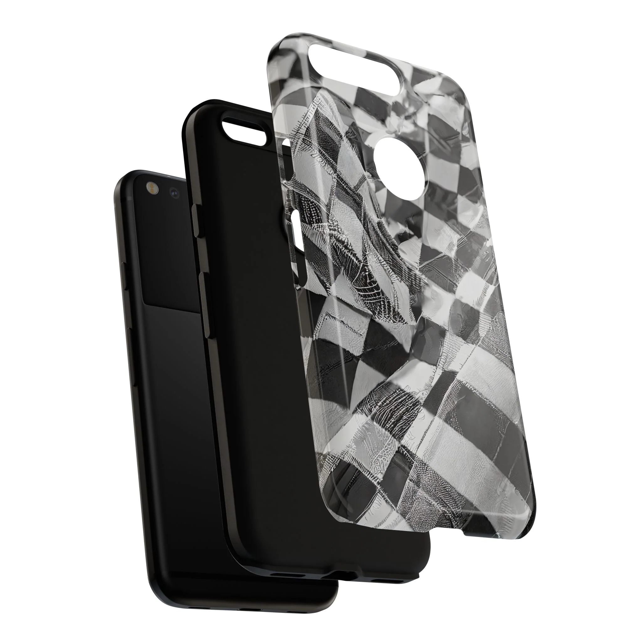Abstract Checker Print Tough Phone Case - Image 124