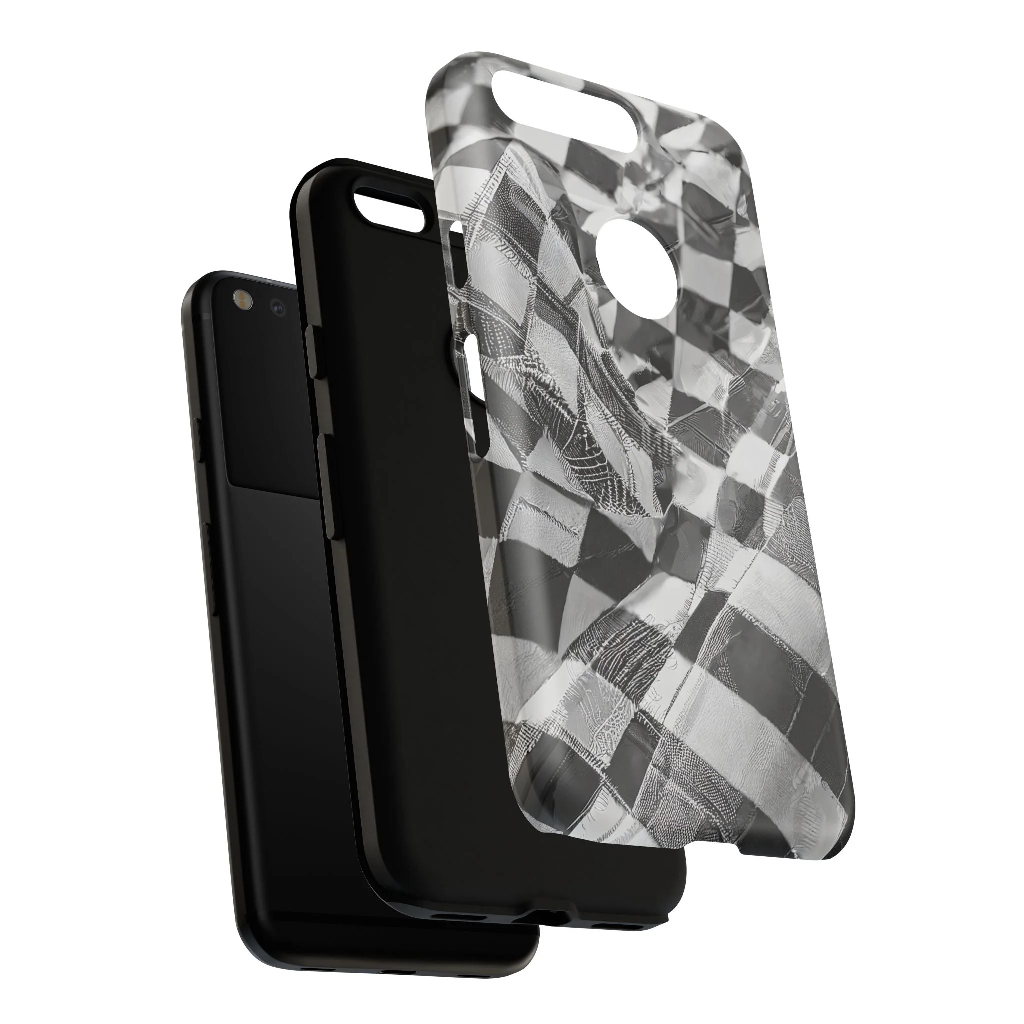 Abstract Checker Print Tough Phone Case - Image 126