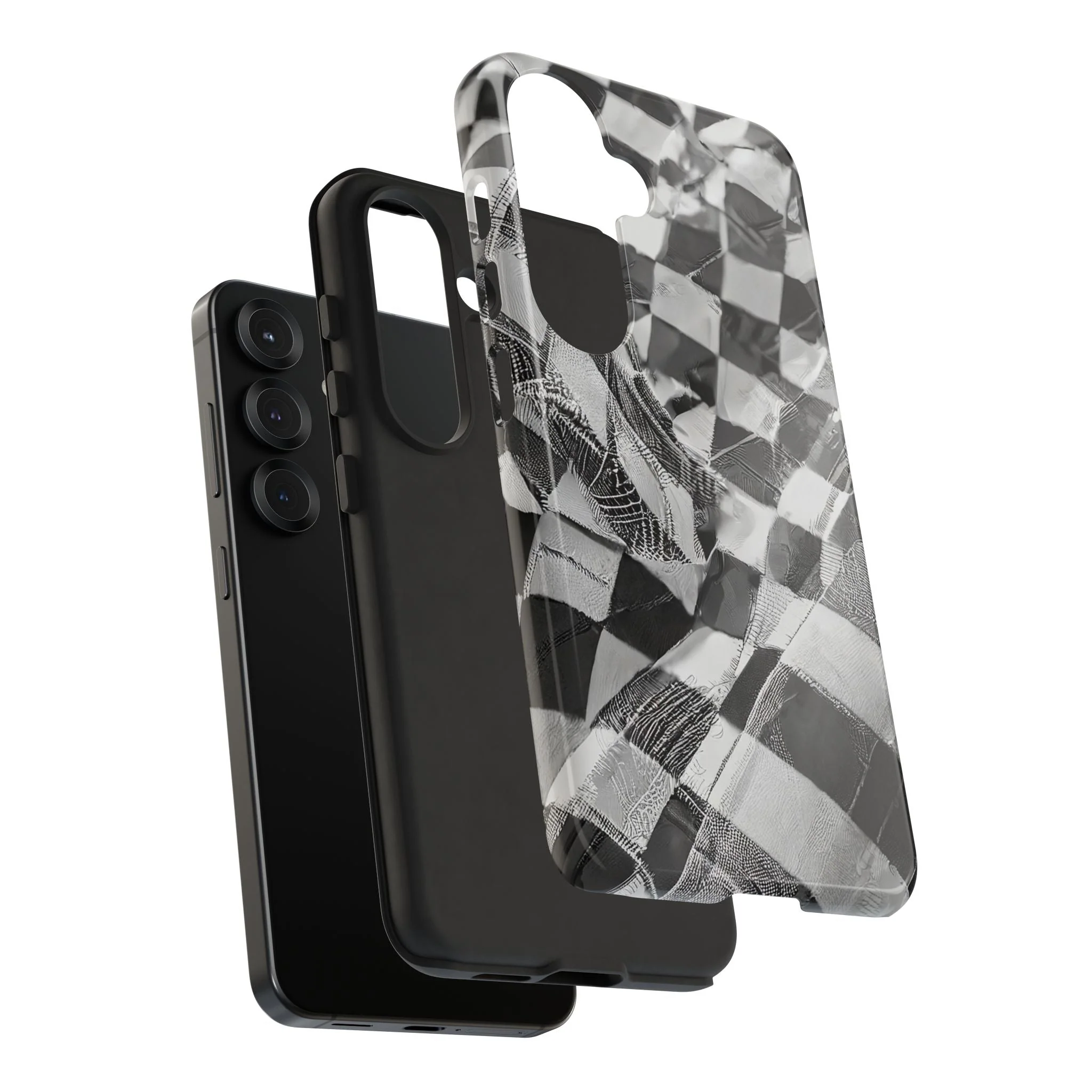 Abstract Checker Print Tough Phone Case - Image 129