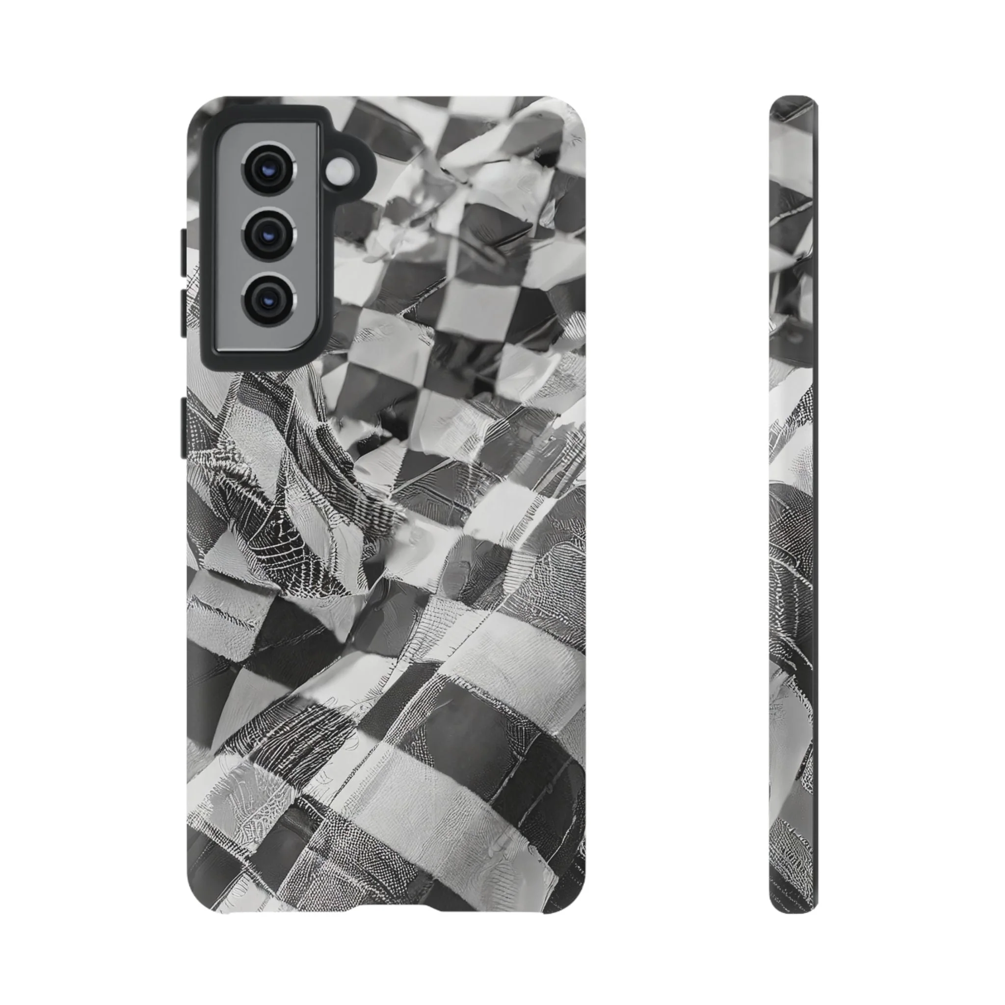 Abstract Checker Print Tough Phone Case - Image 22