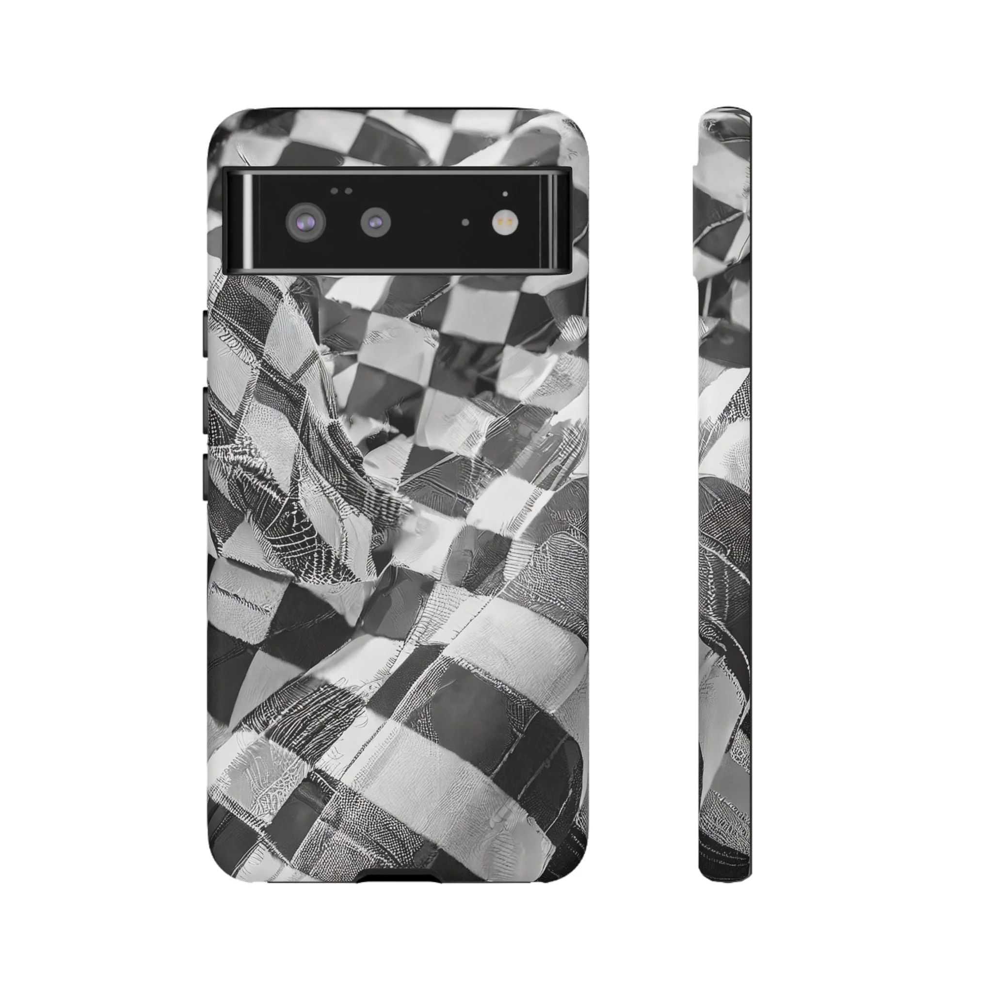 Abstract Checker Print Tough Phone Case - Image 24