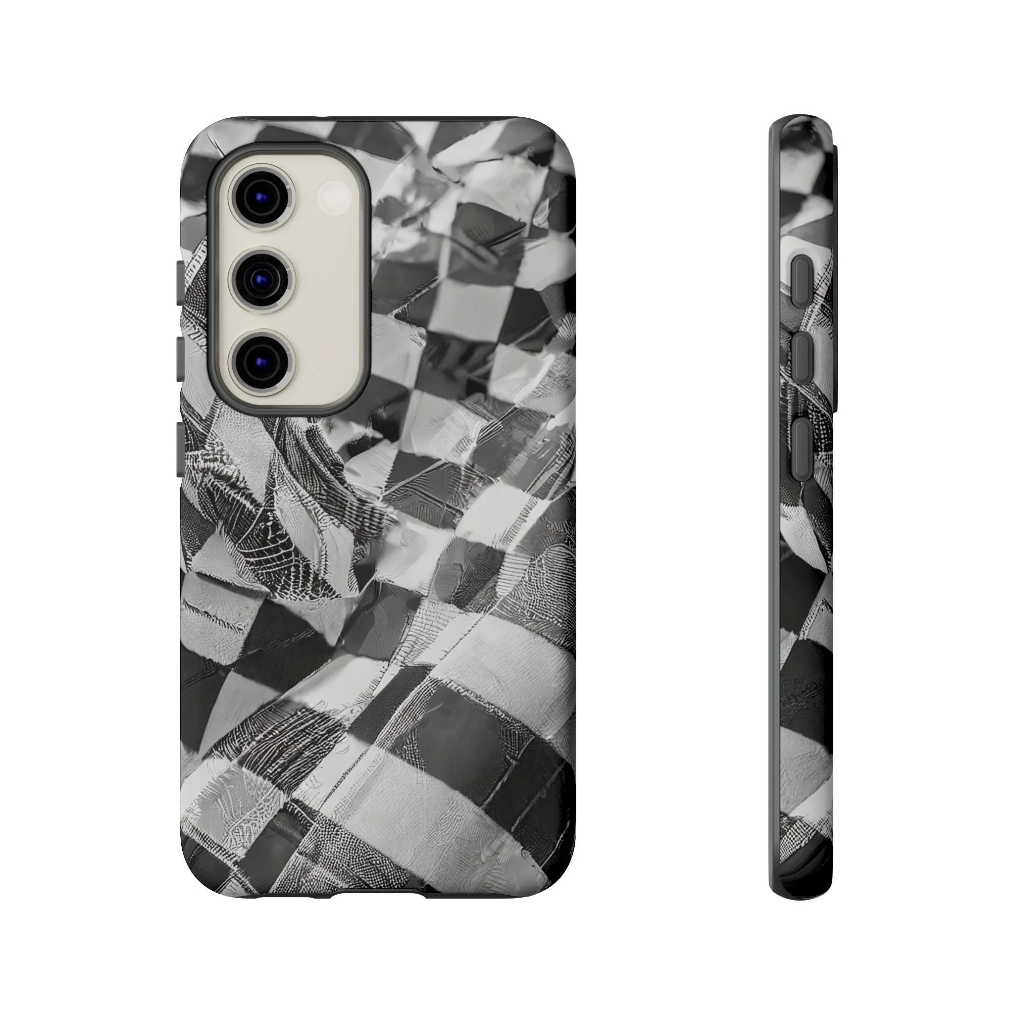 Abstract Checker Print Tough Phone Case - Image 30