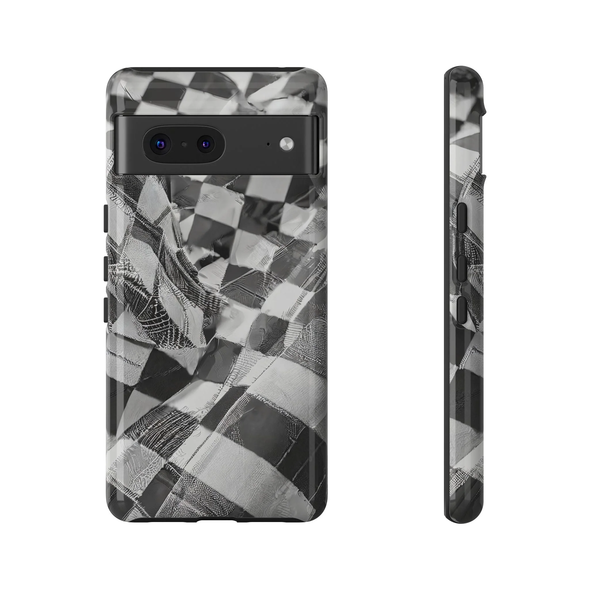 Abstract Checker Print Tough Phone Case - Image 31