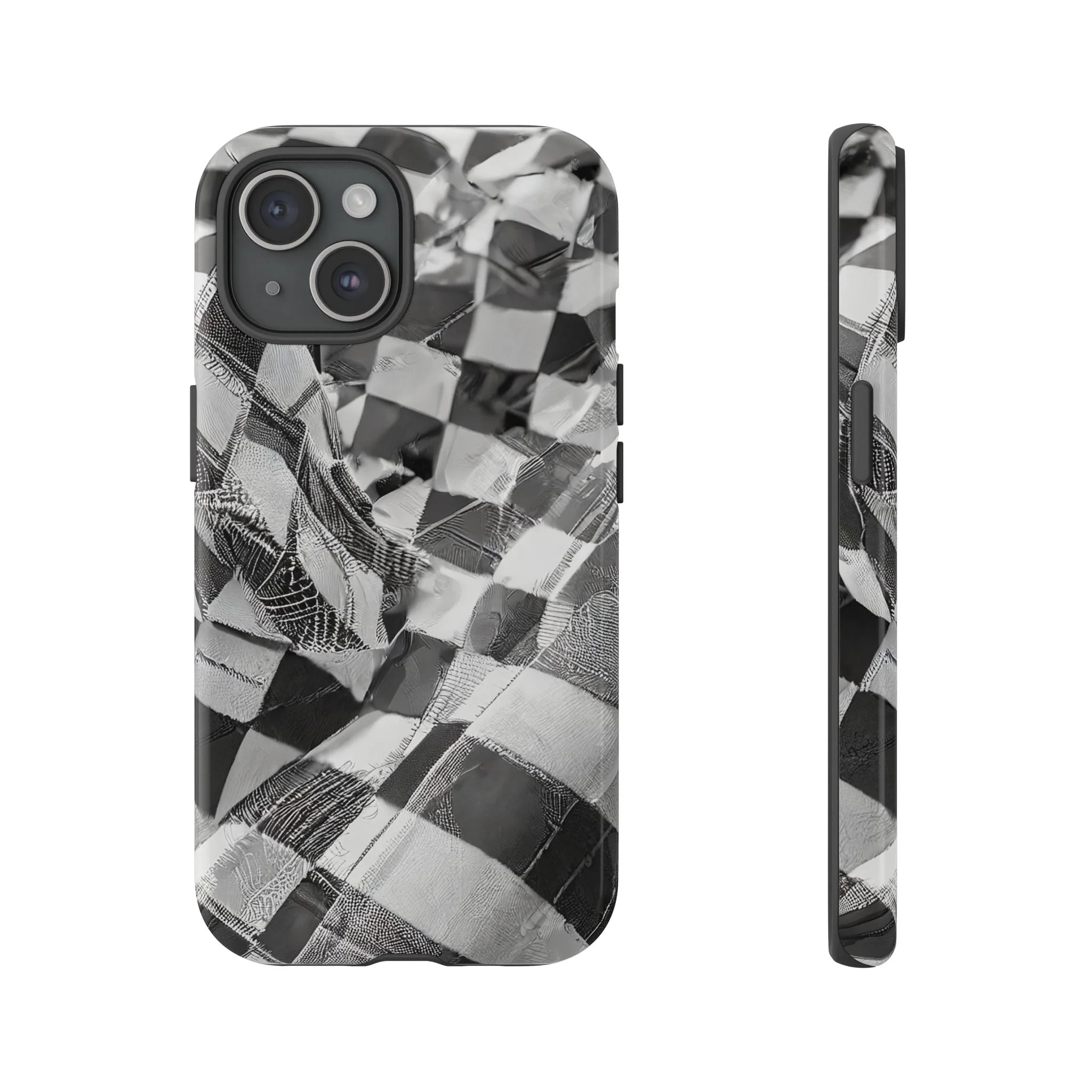Abstract Checker Print Tough Phone Case - Image 33