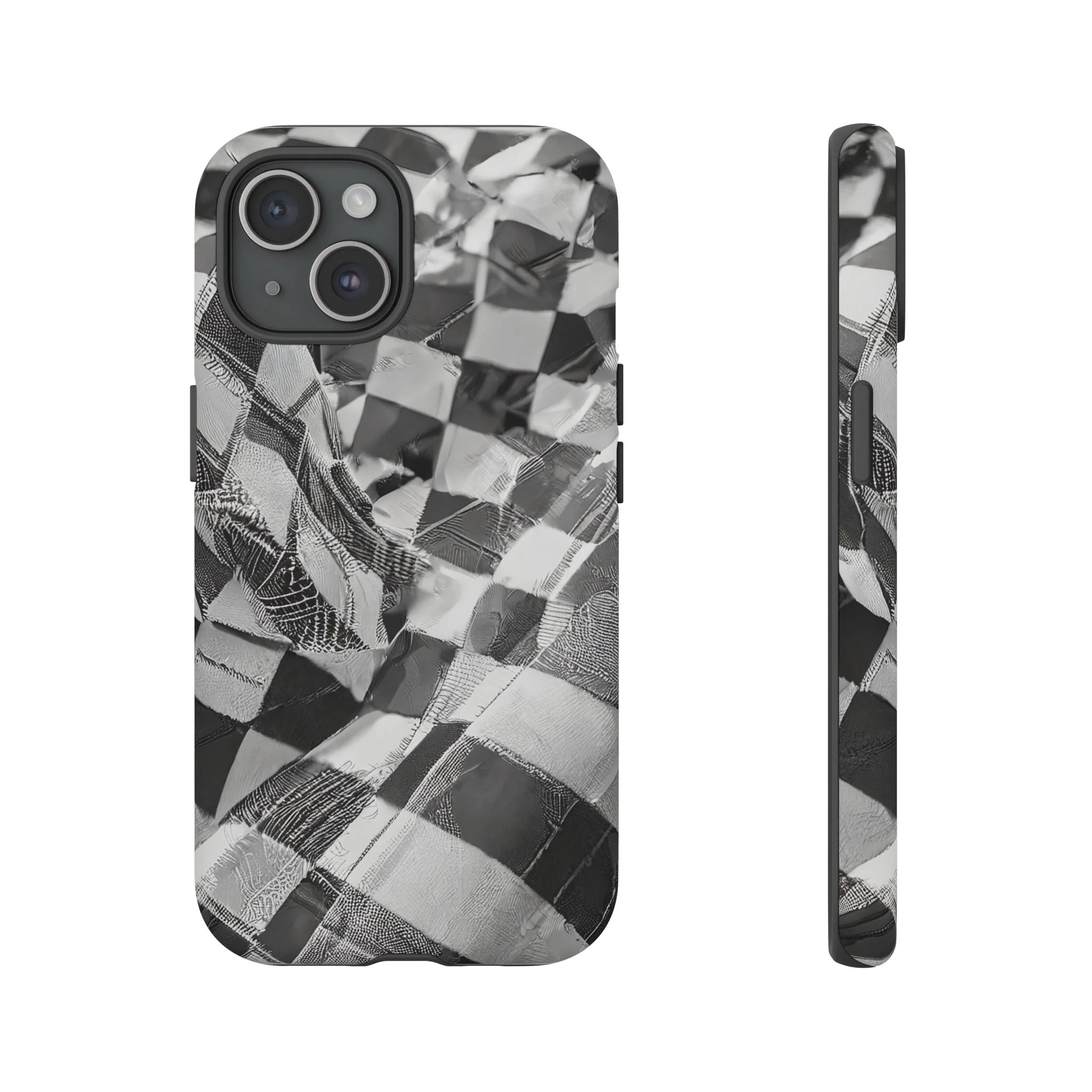 Abstract Checker Print Tough Phone Case - Image 34