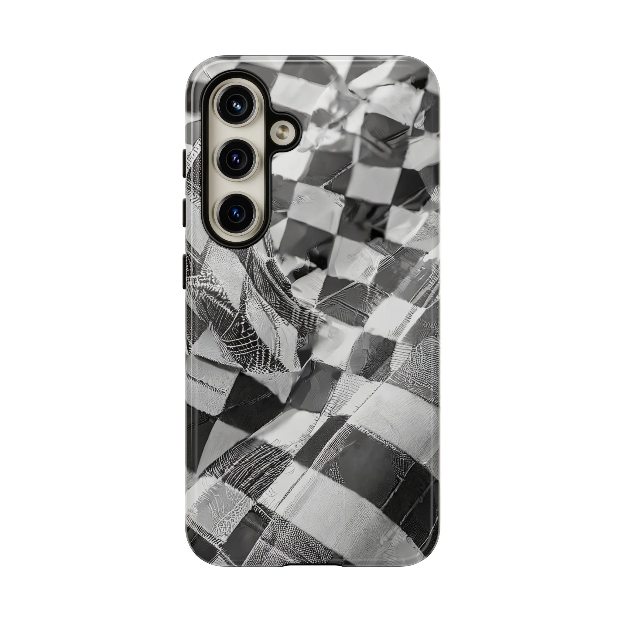 Abstract Checker Print Tough Phone Case - Image 35