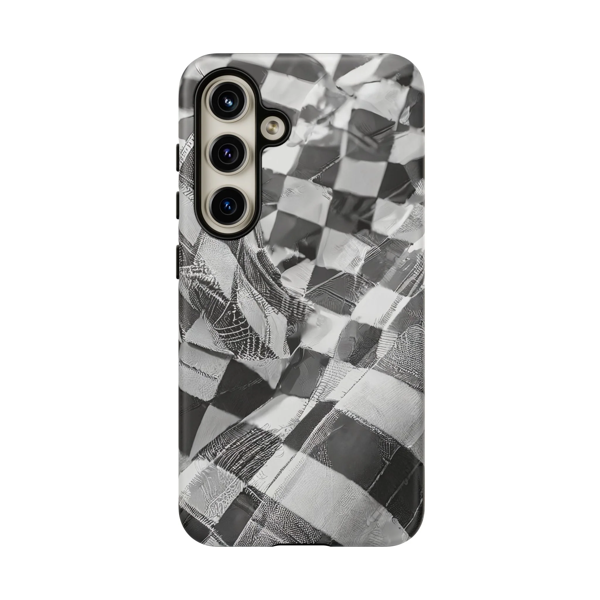 Abstract Checker Print Tough Phone Case - Image 36