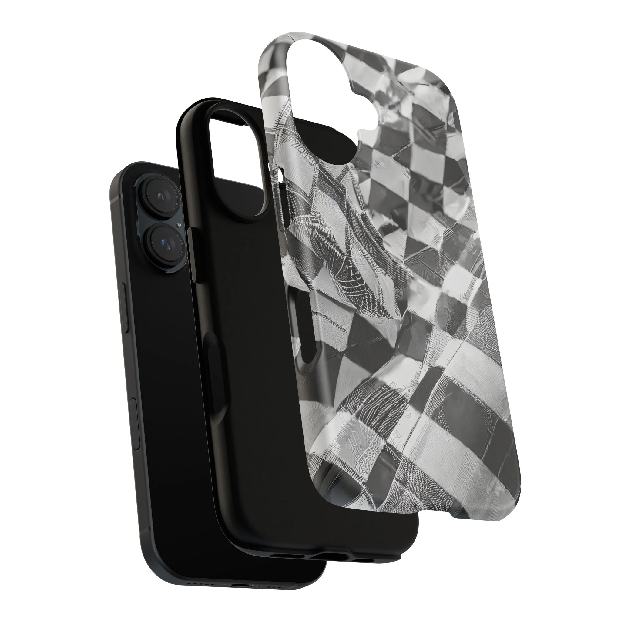 Abstract Checker Print Tough Phone Case - Image 57