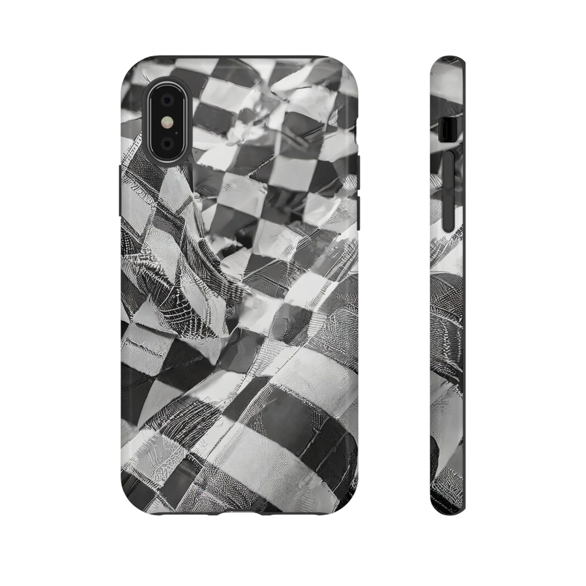 Abstract Checker Print Tough Phone Case - Image 6