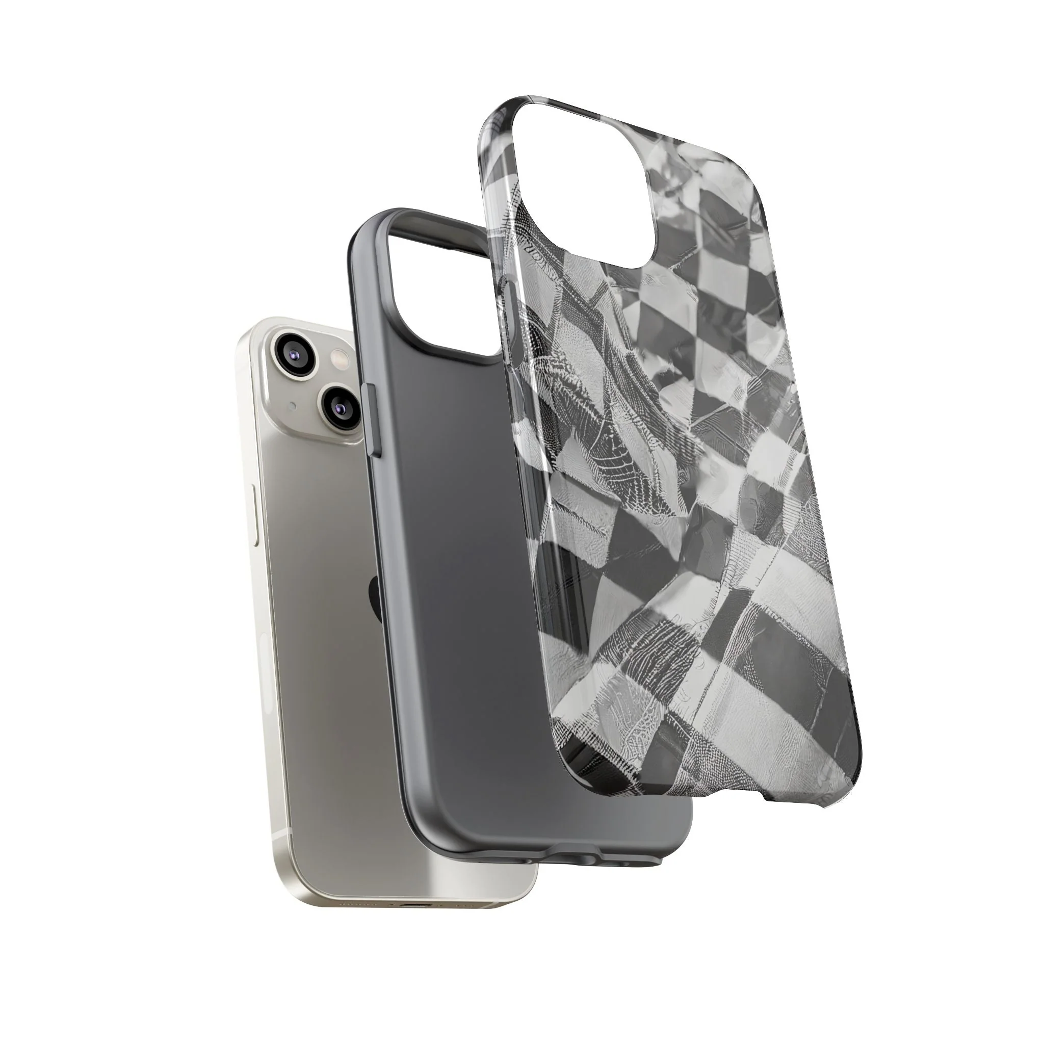 Abstract Checker Print Tough Phone Case - Image 68