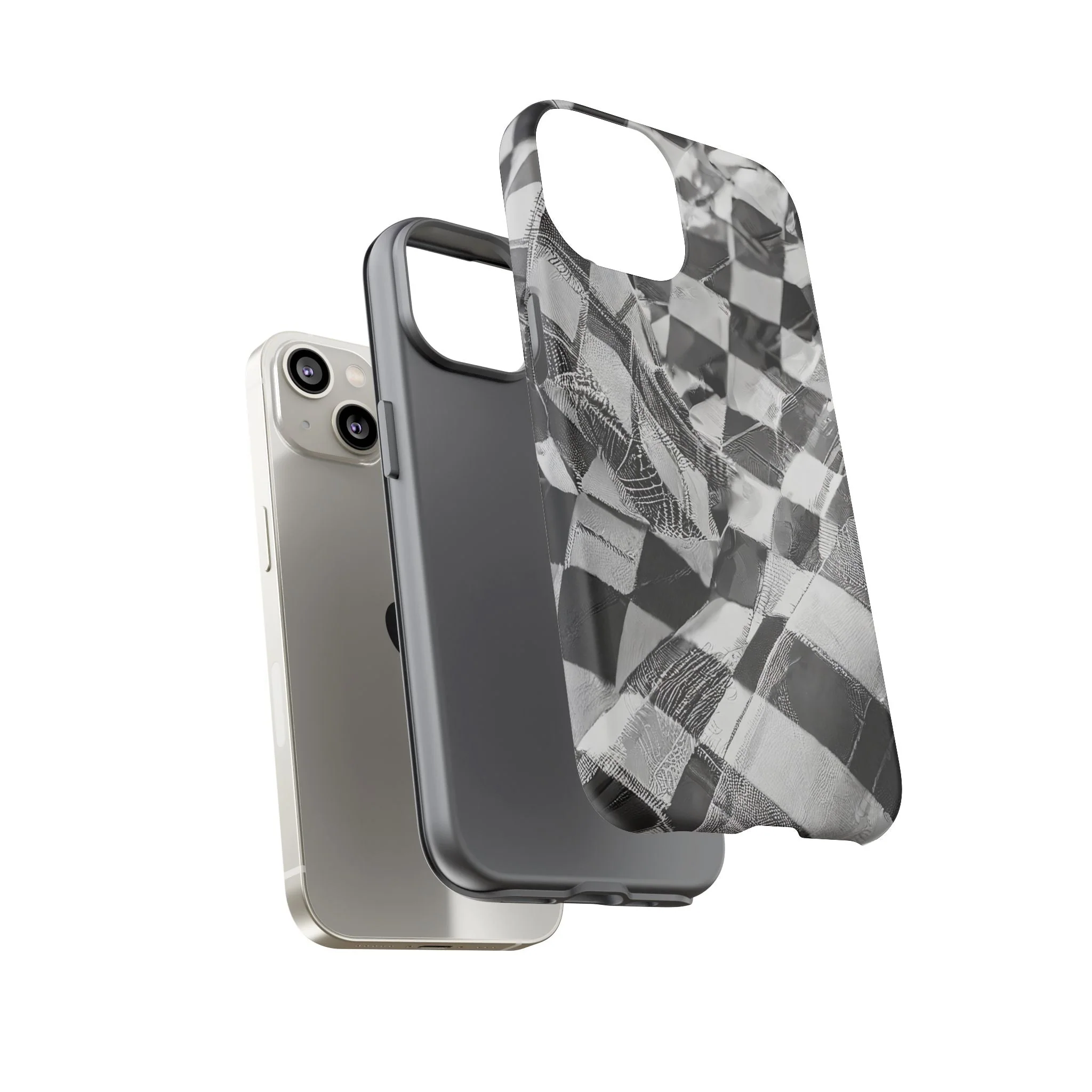Abstract Checker Print Tough Phone Case - Image 71