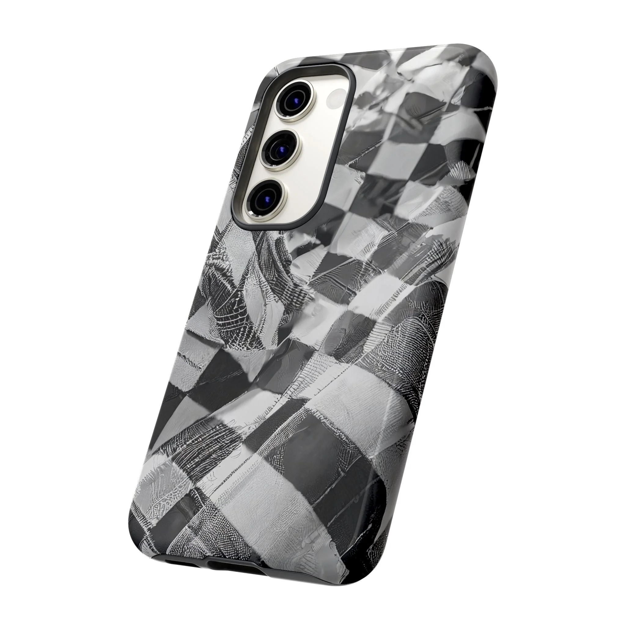 Abstract Checker Print Tough Phone Case - Image 73