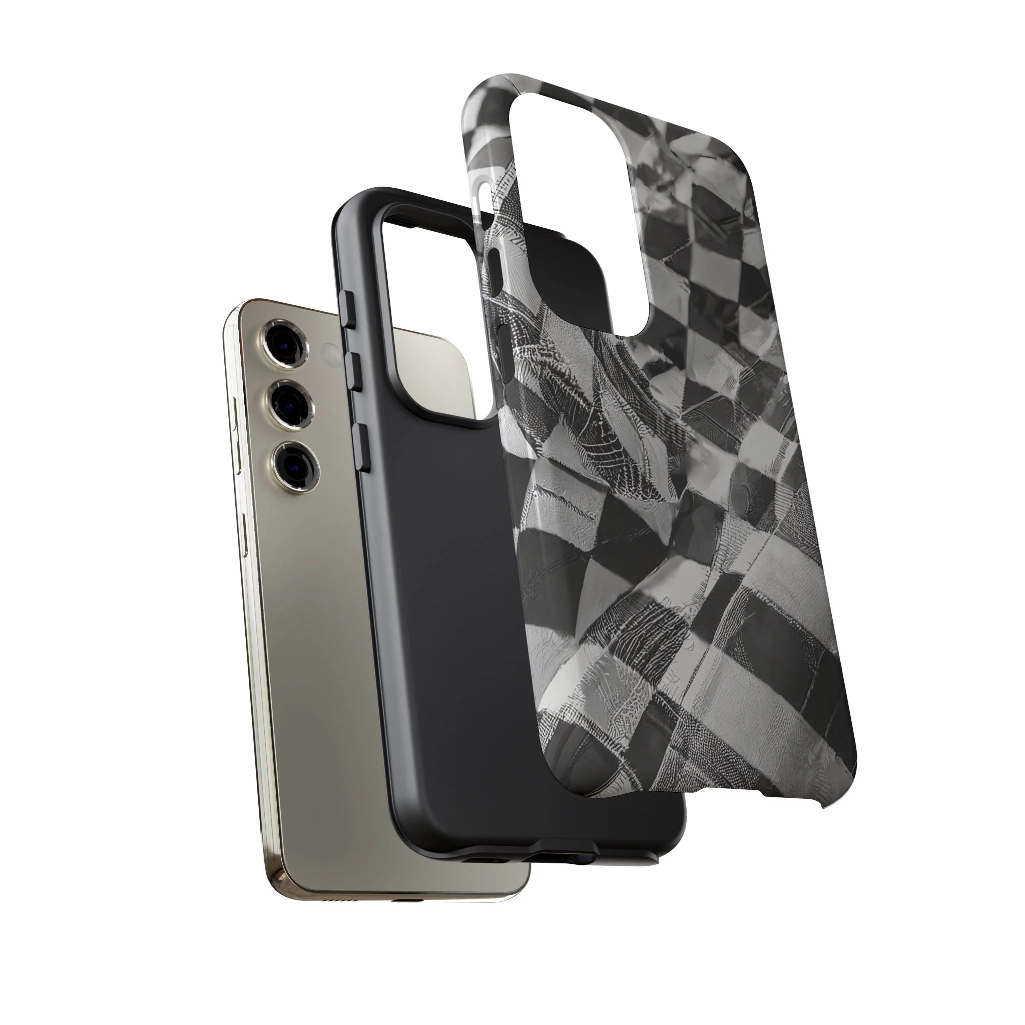 Abstract Checker Print Tough Phone Case - Image 74