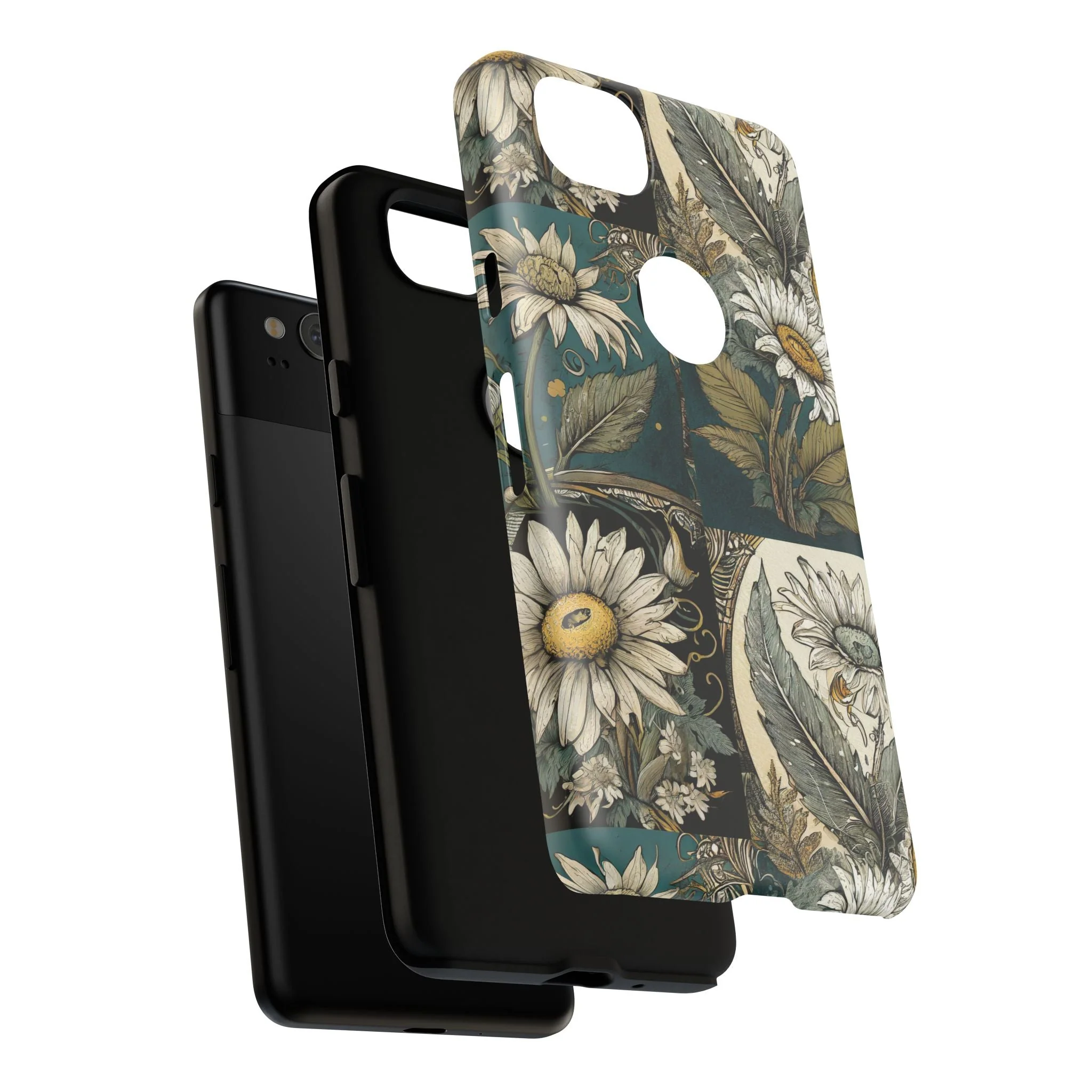 Abstract Teal Daisy Tough Phone Case - Image 116