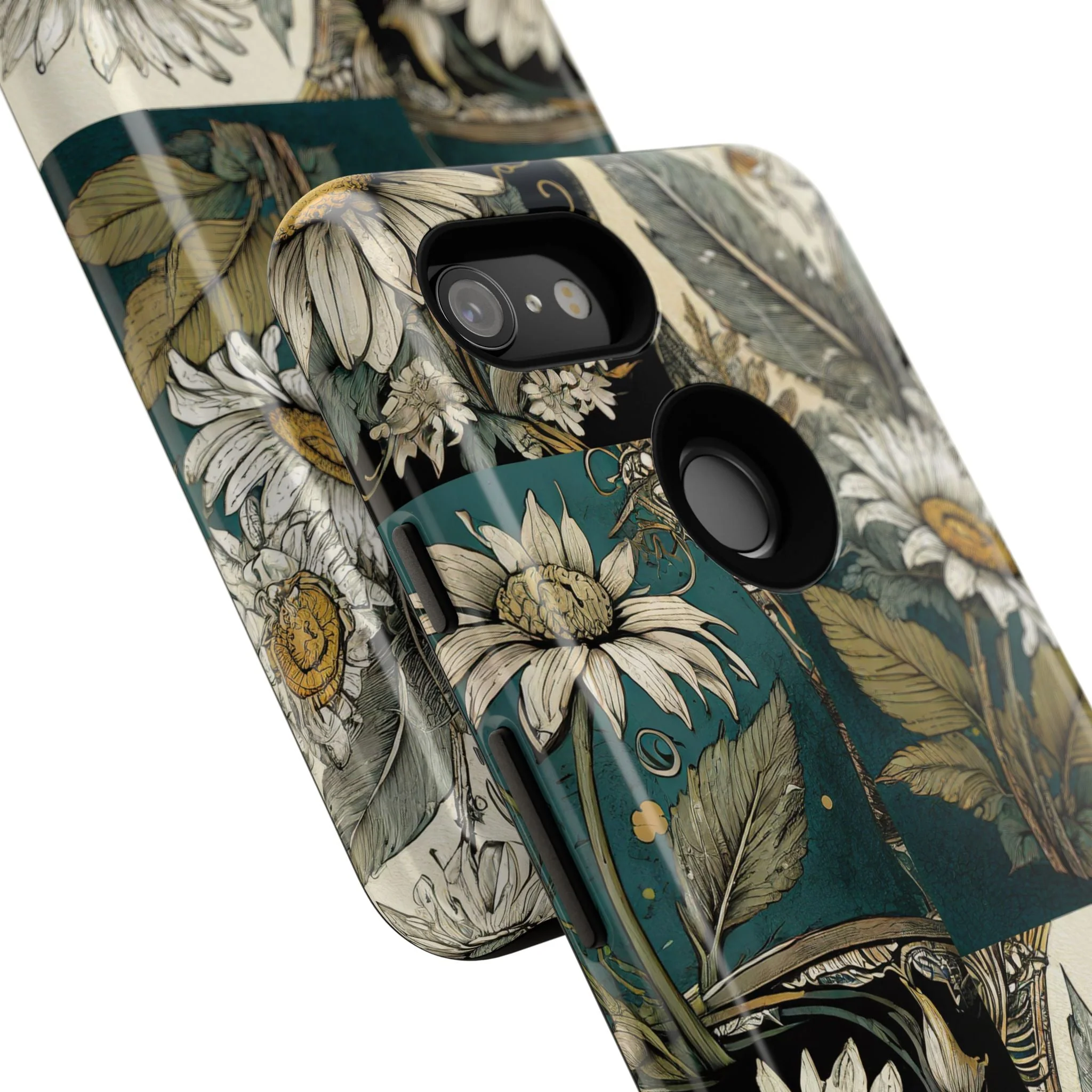 Abstract Teal Daisy Tough Phone Case - Image 117