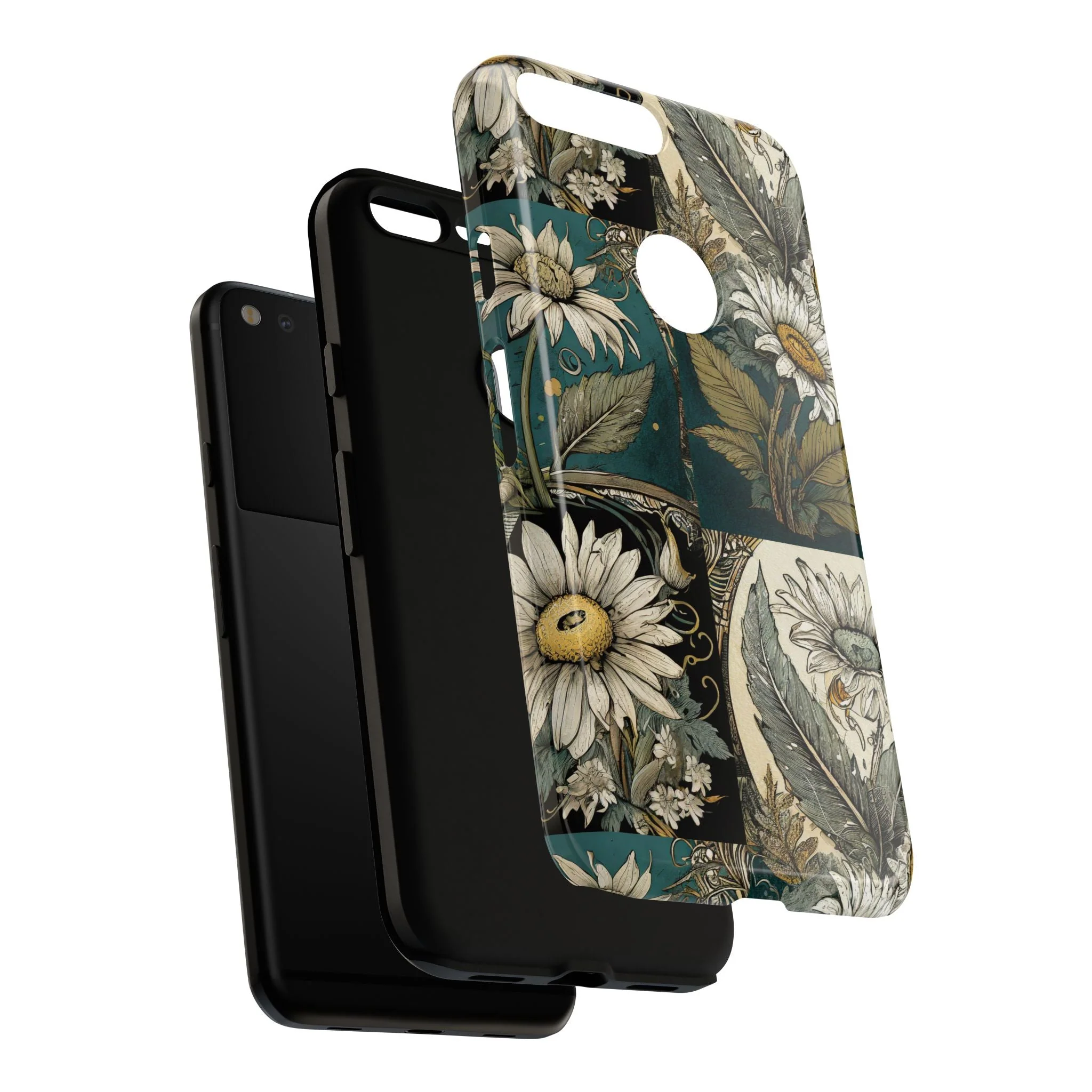 Abstract Teal Daisy Tough Phone Case - Image 130