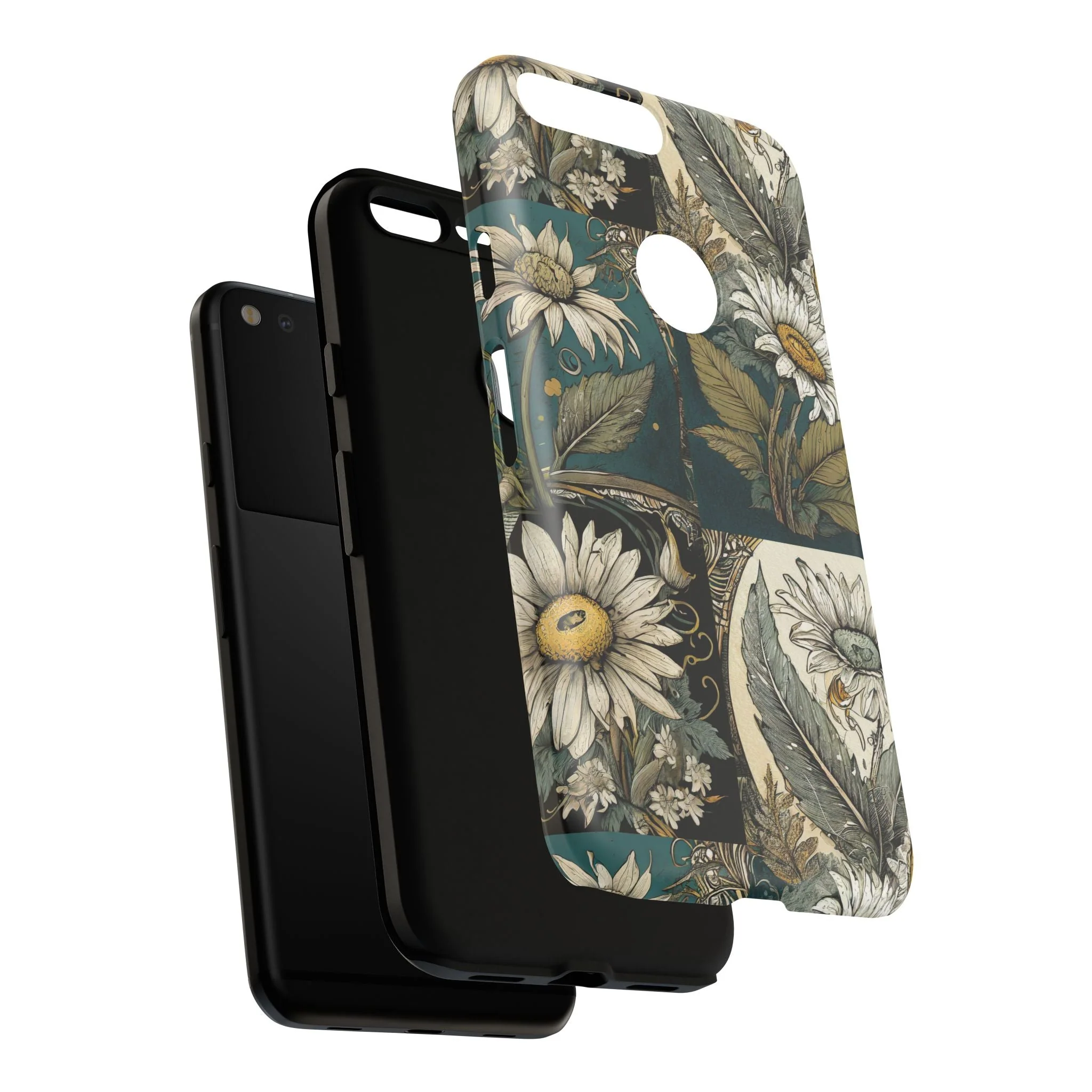 Abstract Teal Daisy Tough Phone Case - Image 132