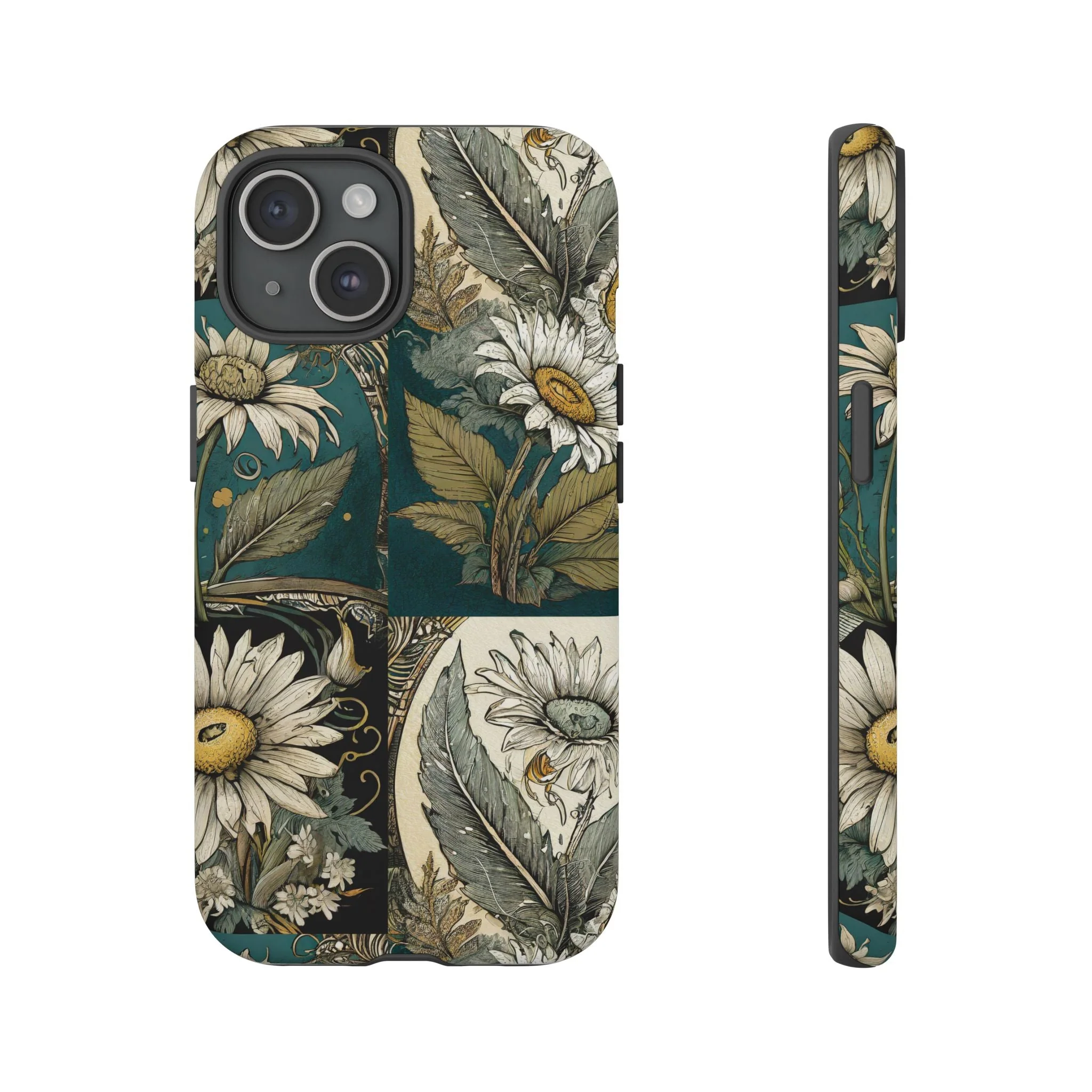 Abstract Teal Daisy Tough Phone Case - Image 32