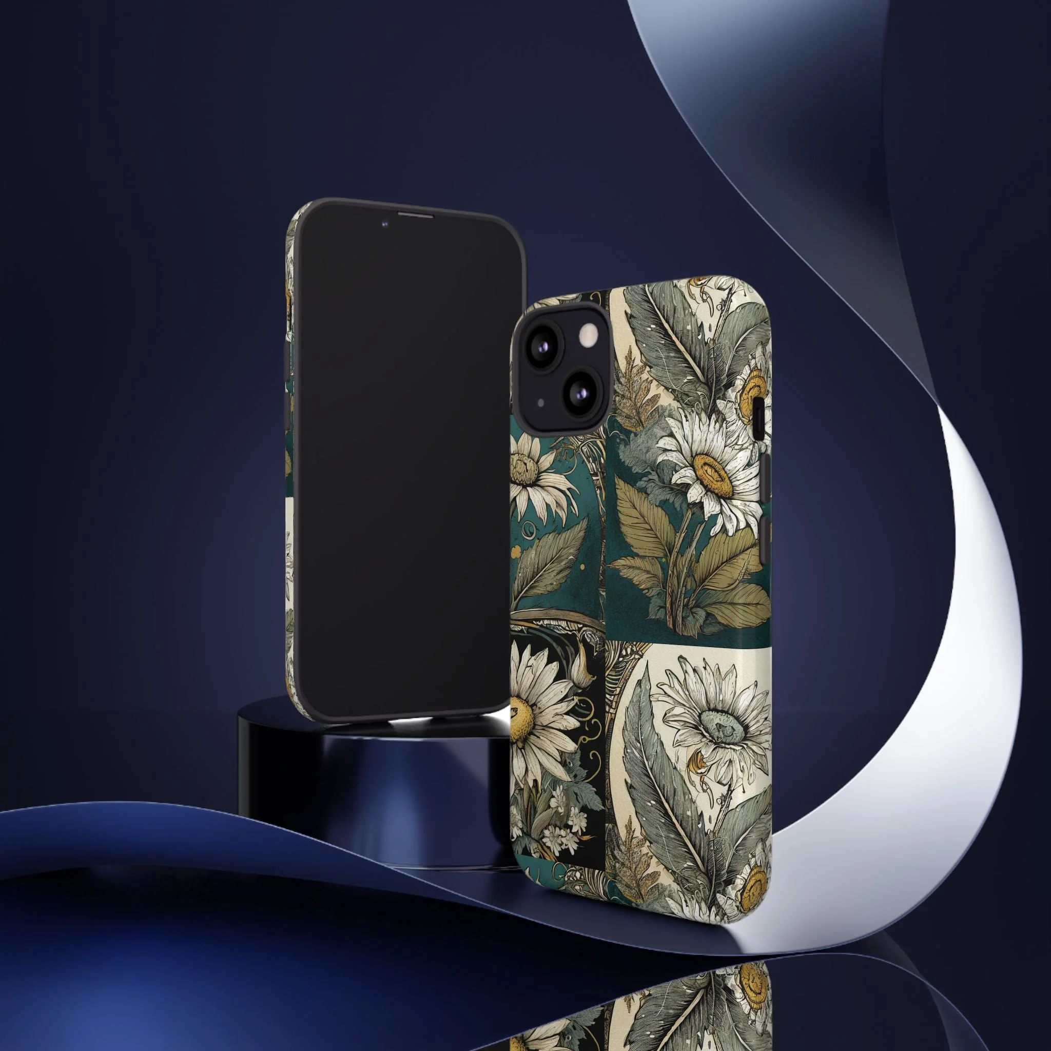 Abstract Teal Daisy Tough Phone Case - Image 55