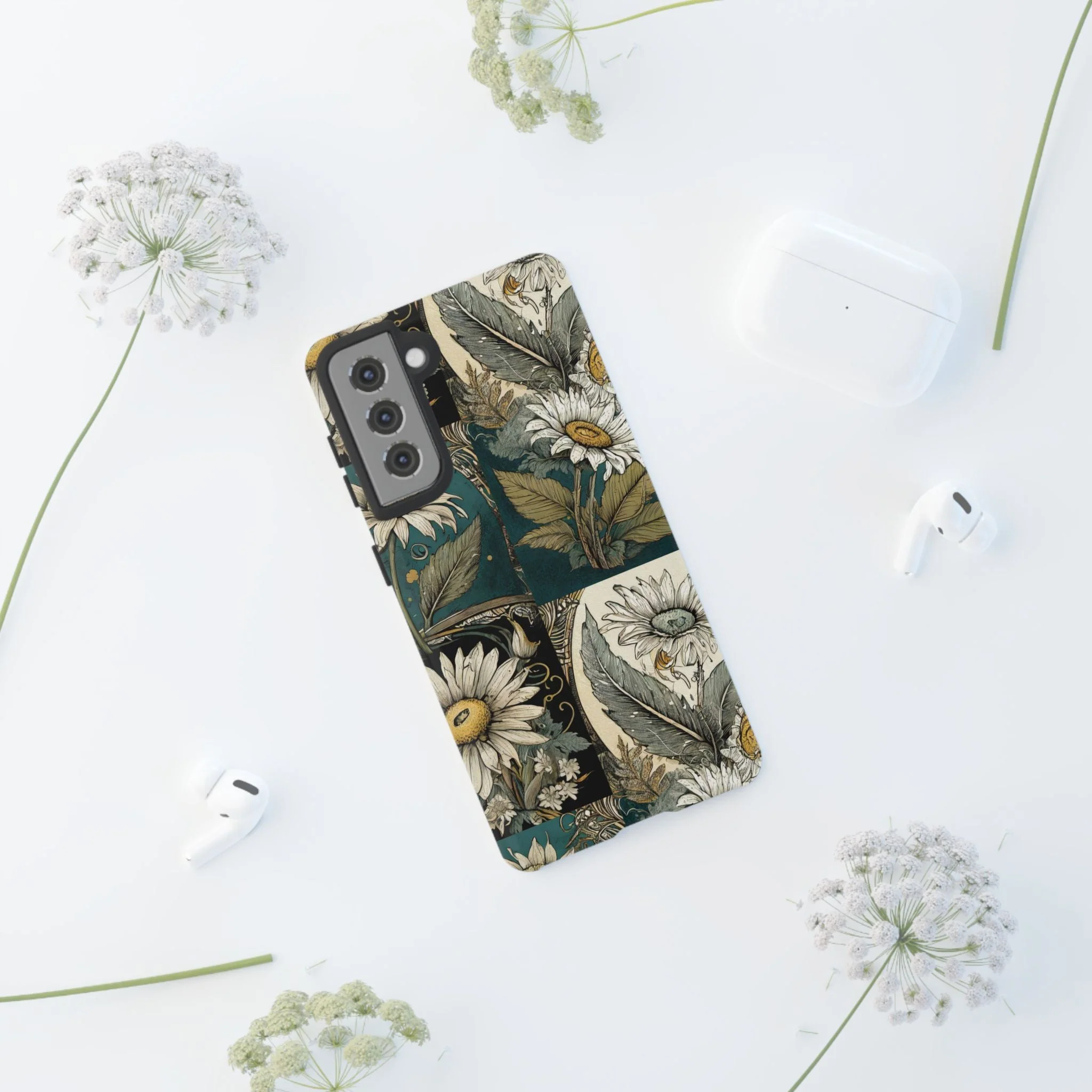 Abstract Teal Daisy Tough Phone Case - Image 57