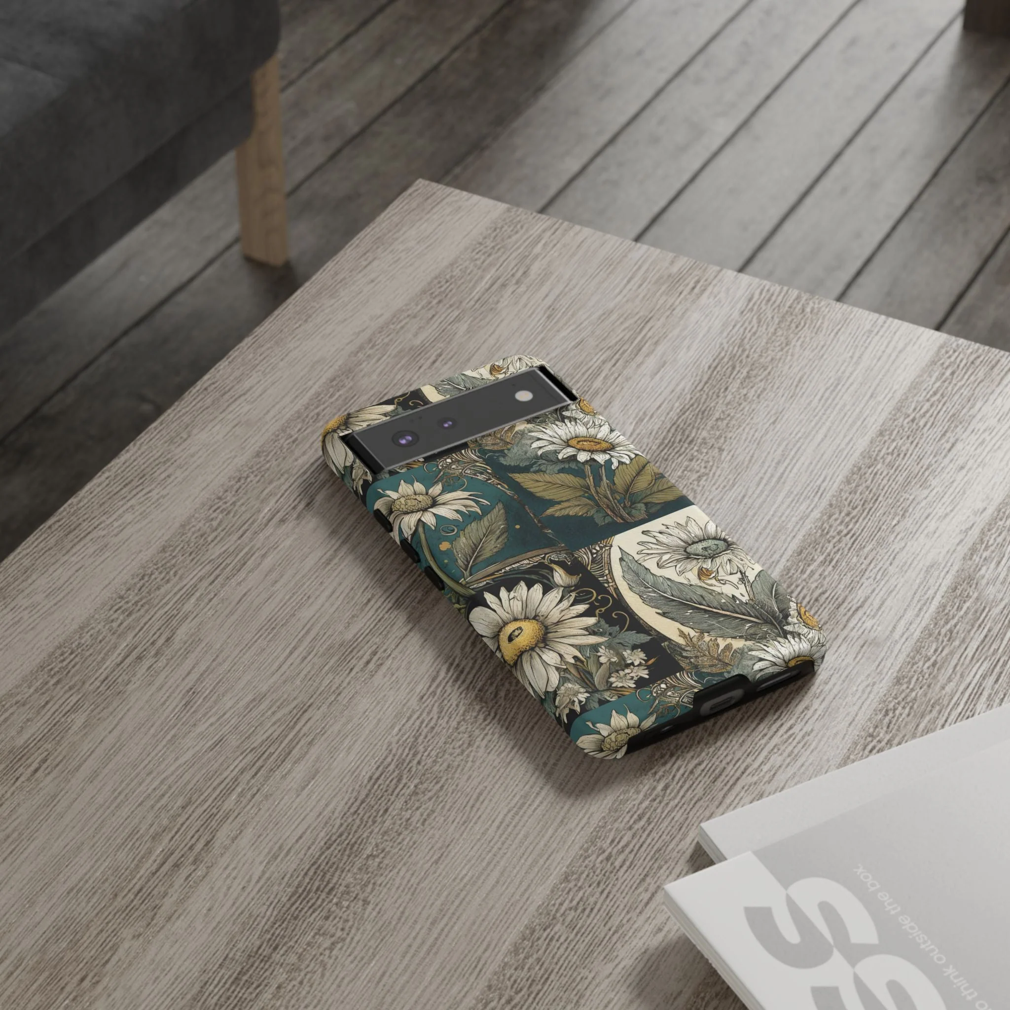 Abstract Teal Daisy Tough Phone Case - Image 60
