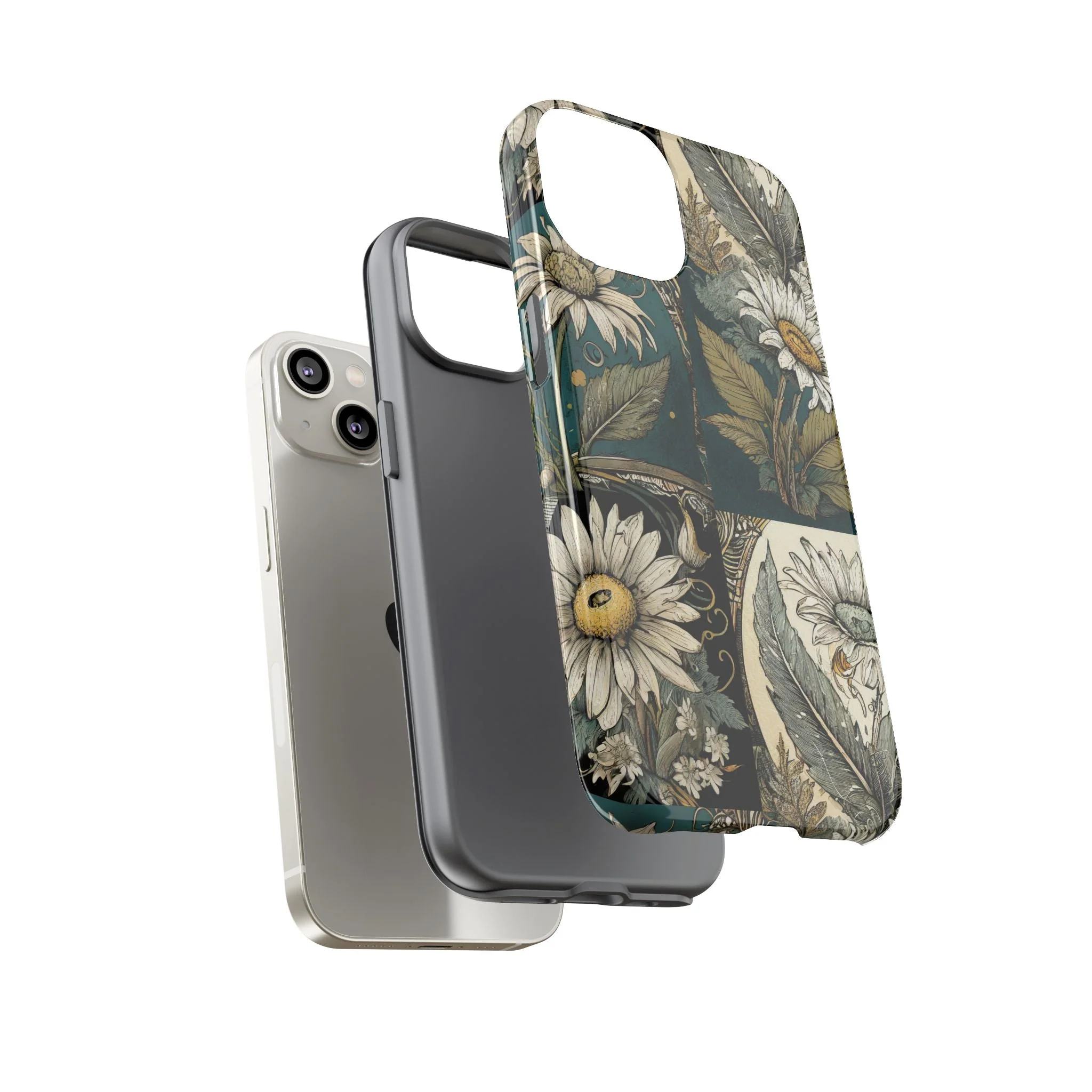 Abstract Teal Daisy Tough Phone Case - Image 64