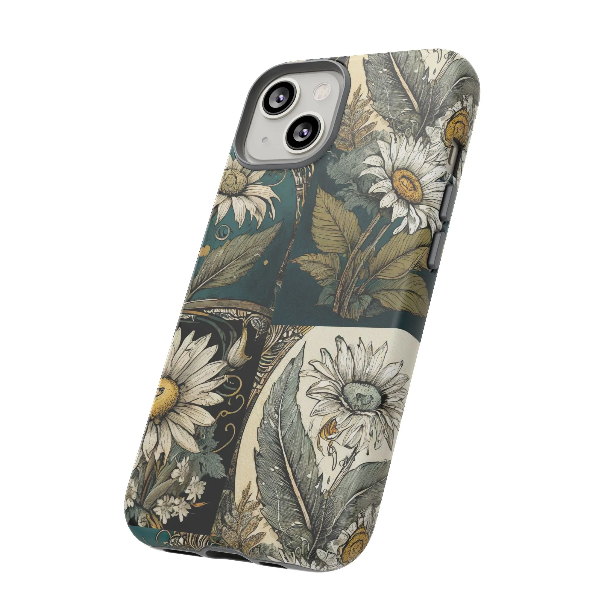 Abstract Teal Daisy Tough Phone Case - Image 66