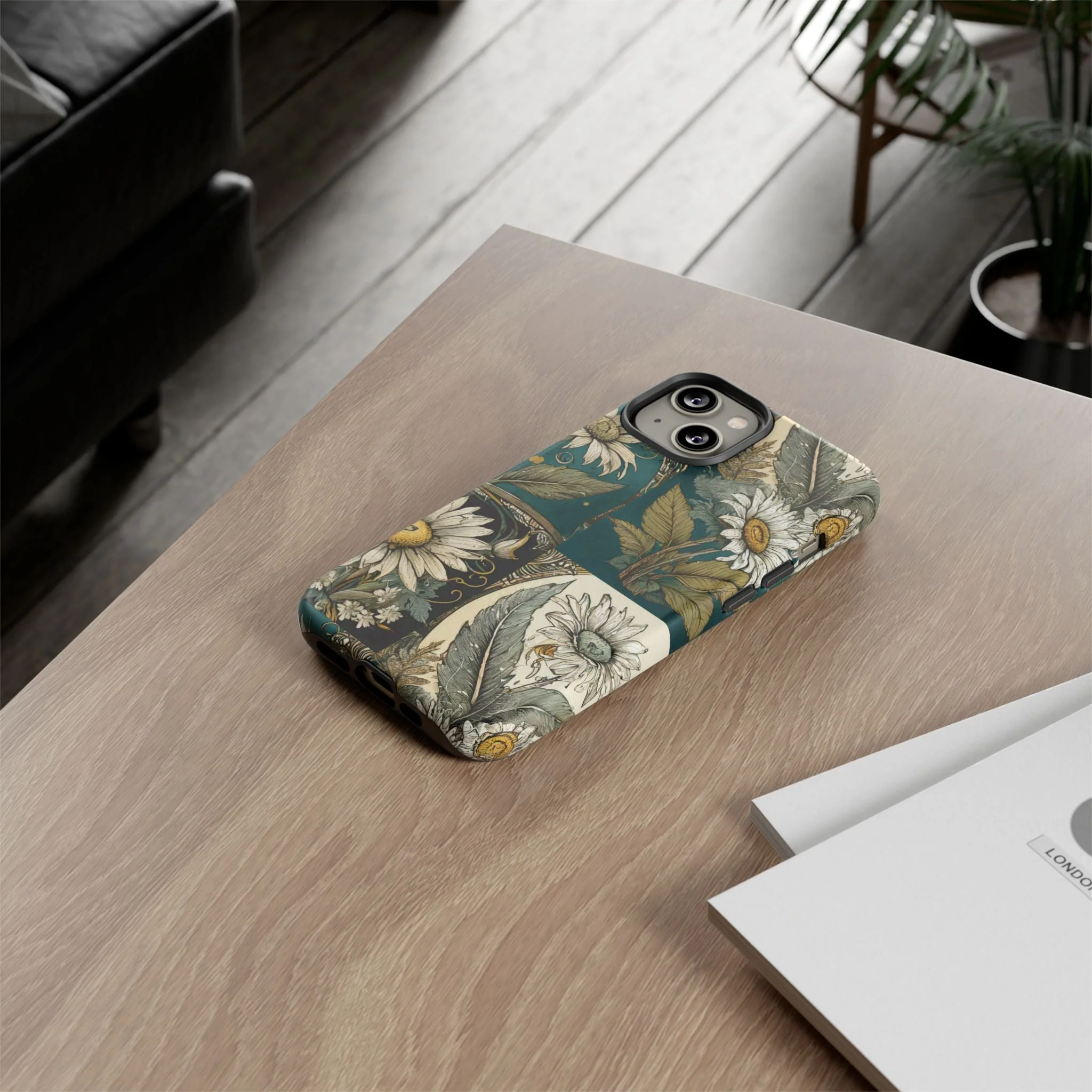 Abstract Teal Daisy Tough Phone Case - Image 68