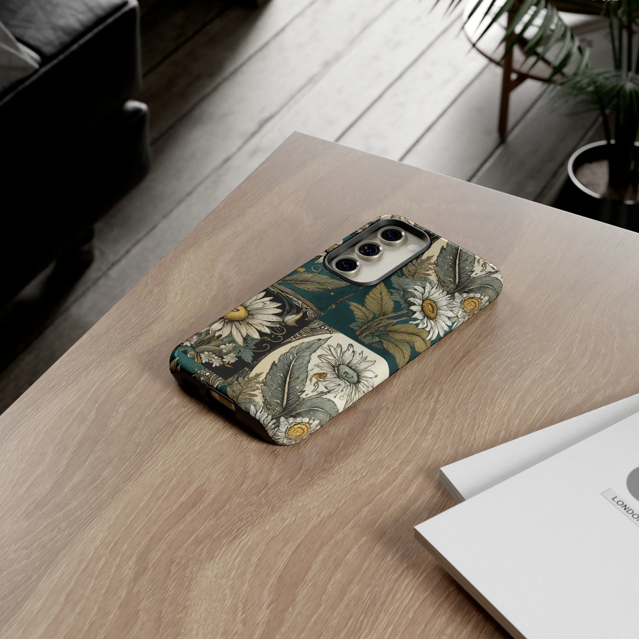 Abstract Teal Daisy Tough Phone Case - Image 71