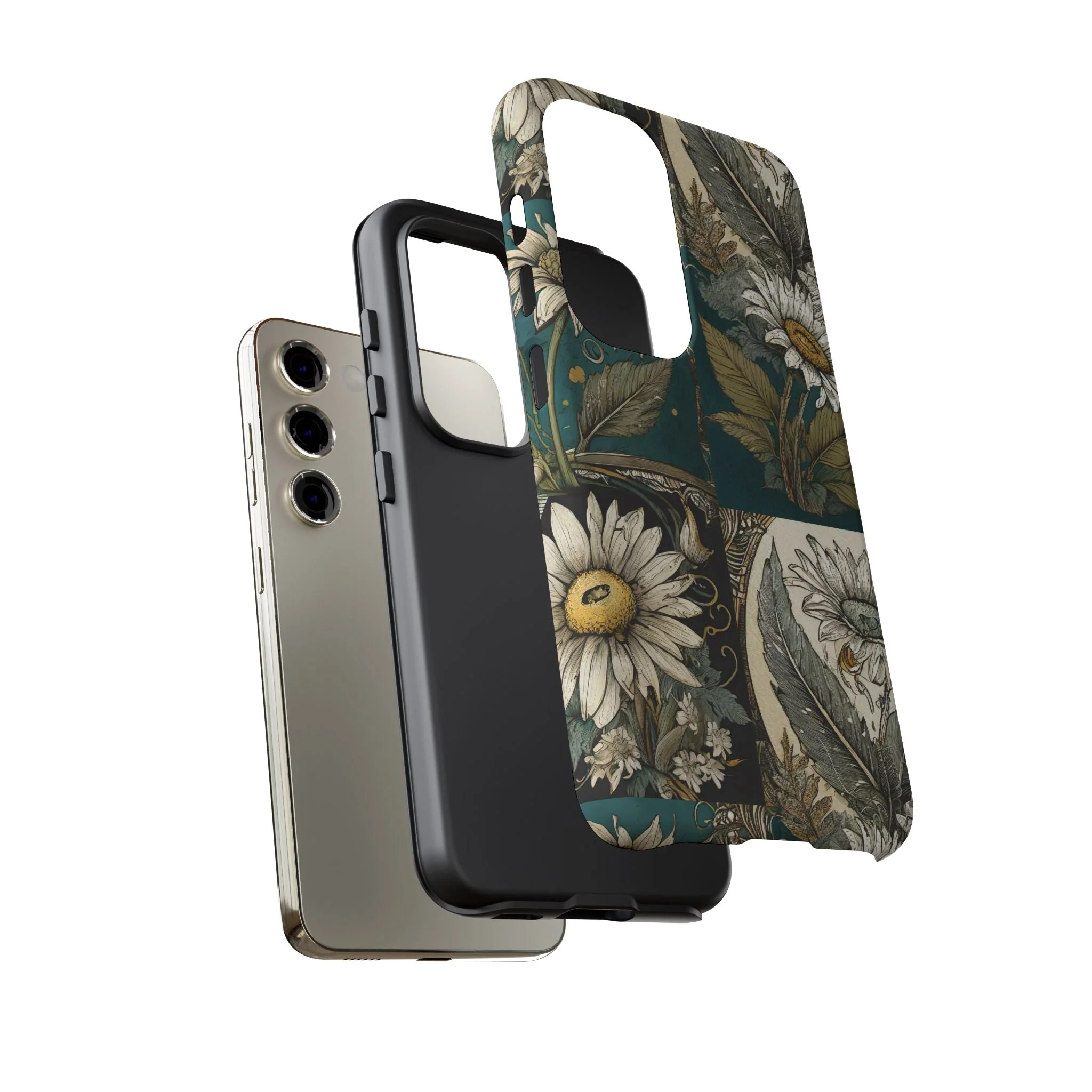 Abstract Teal Daisy Tough Phone Case - Image 73