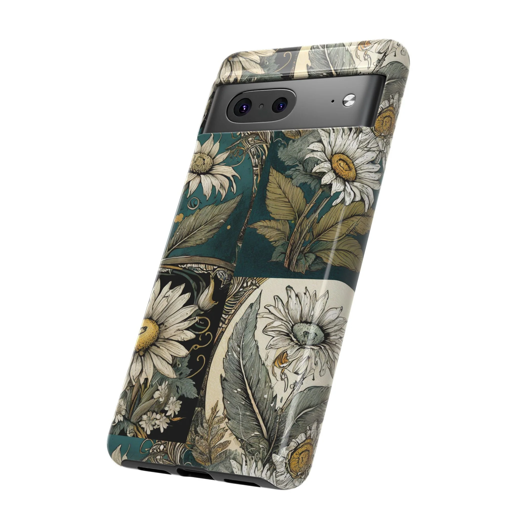 Abstract Teal Daisy Tough Phone Case - Image 75