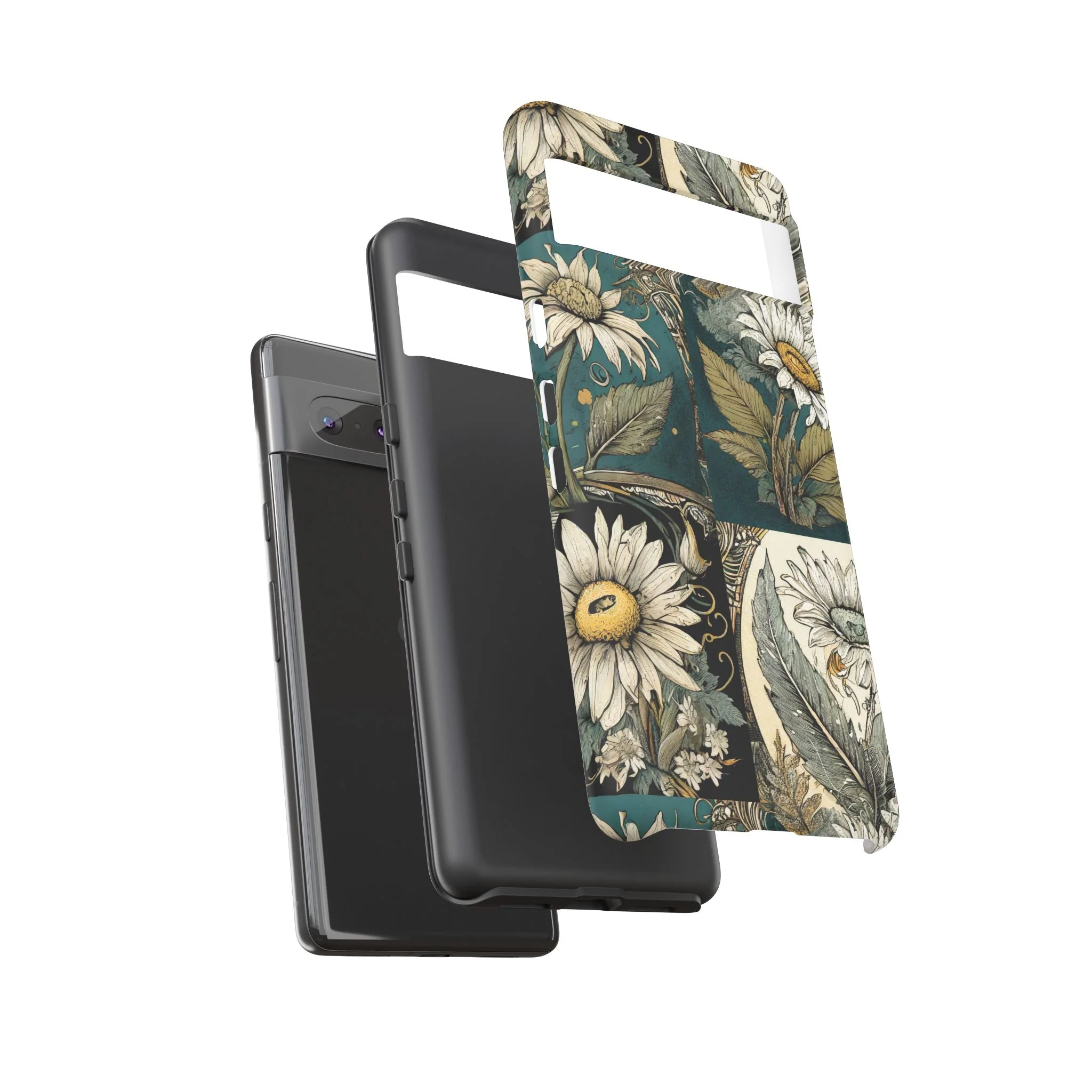 Abstract Teal Daisy Tough Phone Case - Image 79