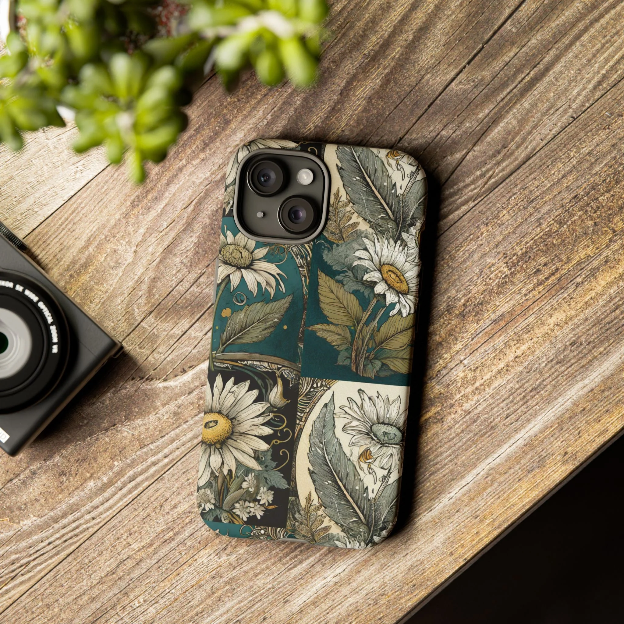 Abstract Teal Daisy Tough Phone Case - Image 84