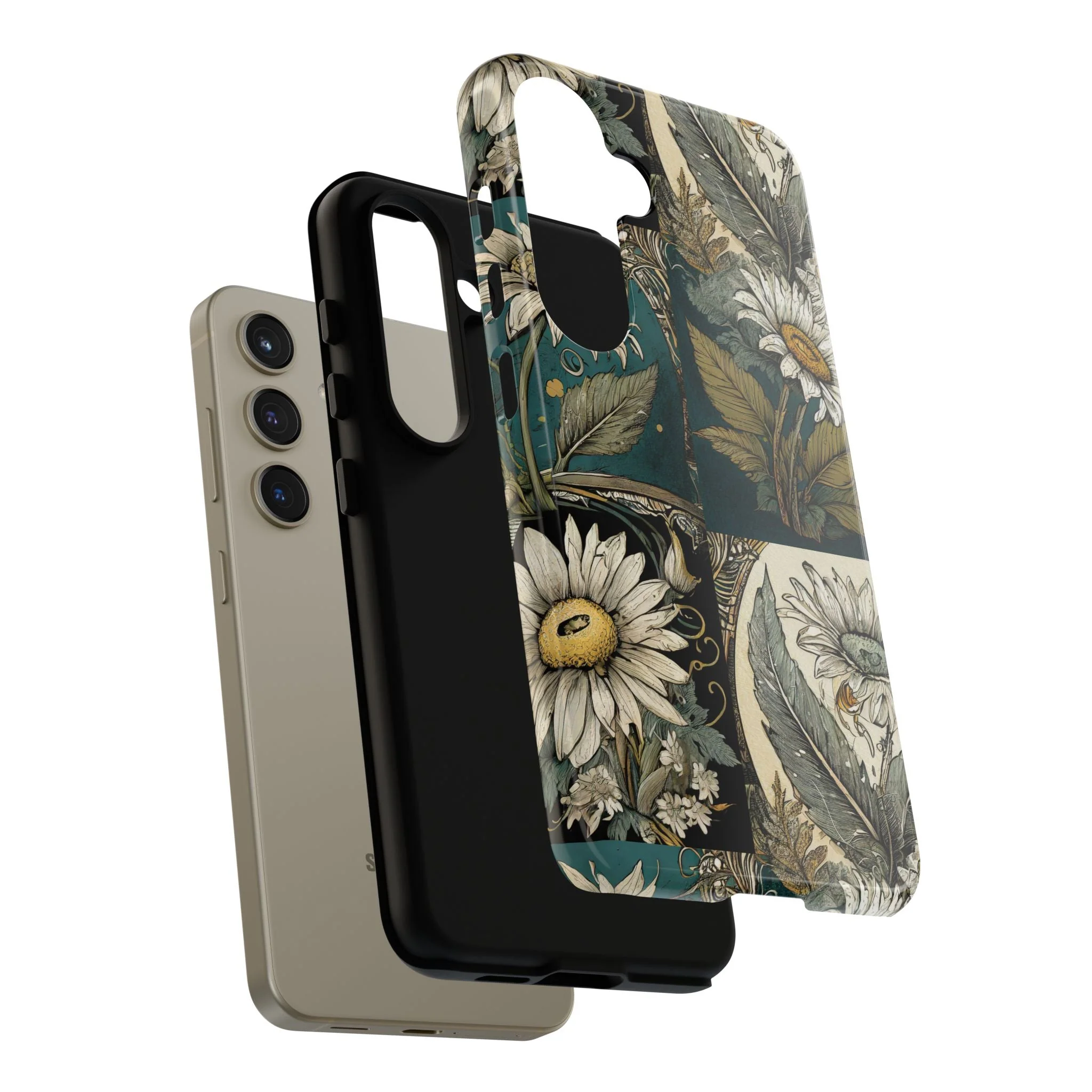 Abstract Teal Daisy Tough Phone Case - Image 87