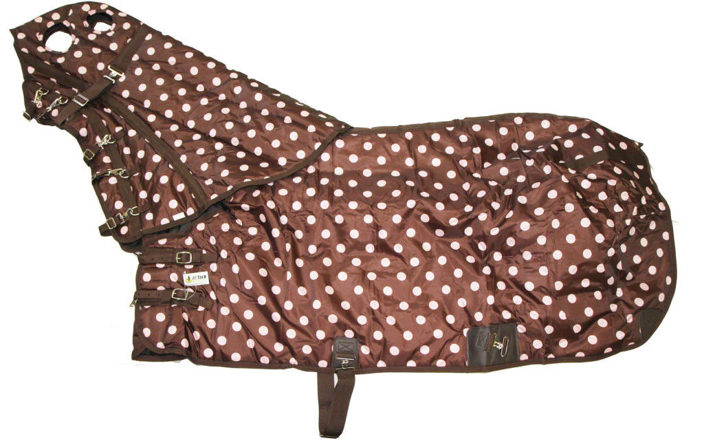 AJ Tack 420D Stable Blanket - Brown with Pink Dots - Image 2