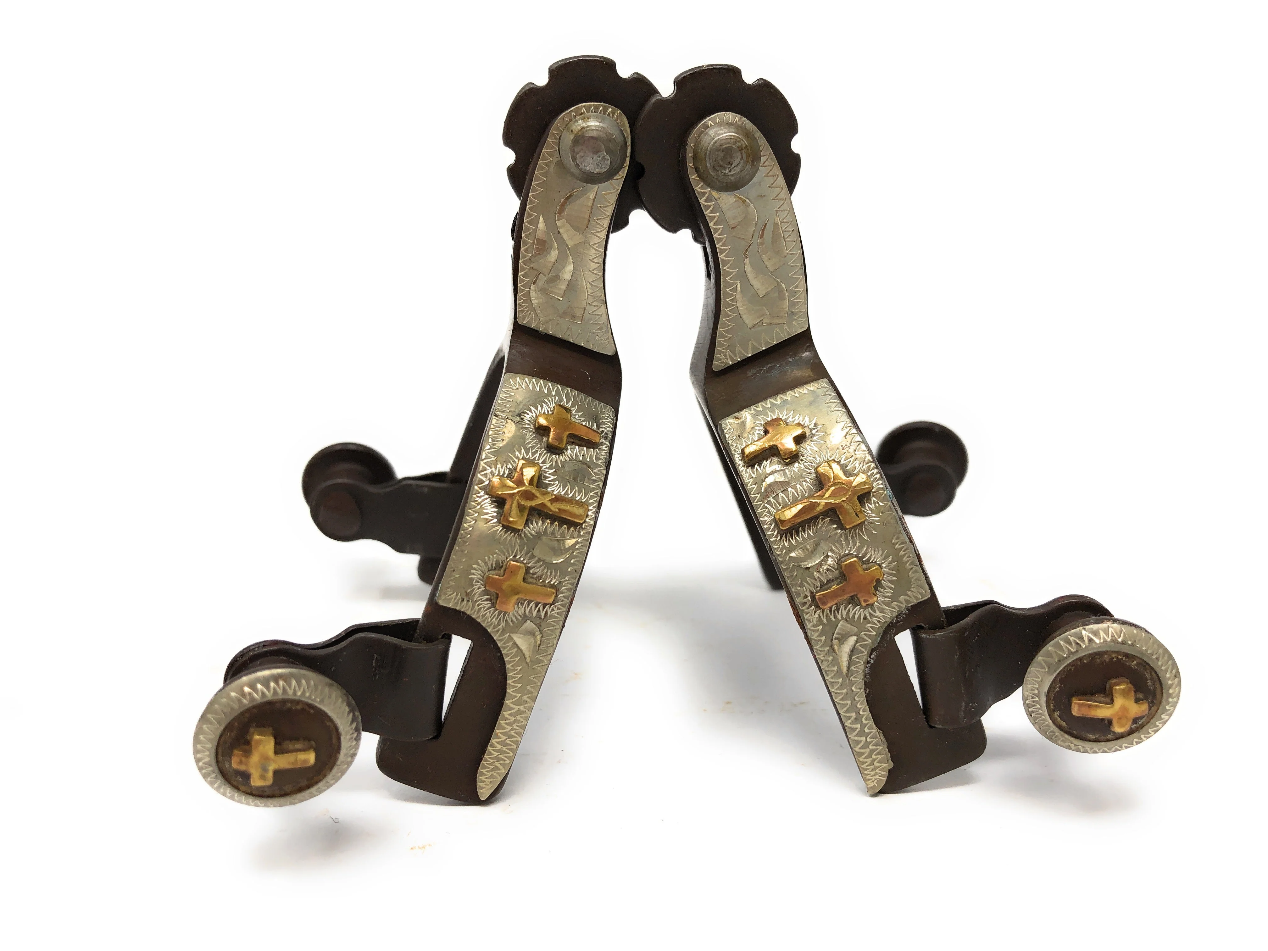 AJ Tack Baby Three Crosses Show Spurs & Spur Straps Set - Image 2