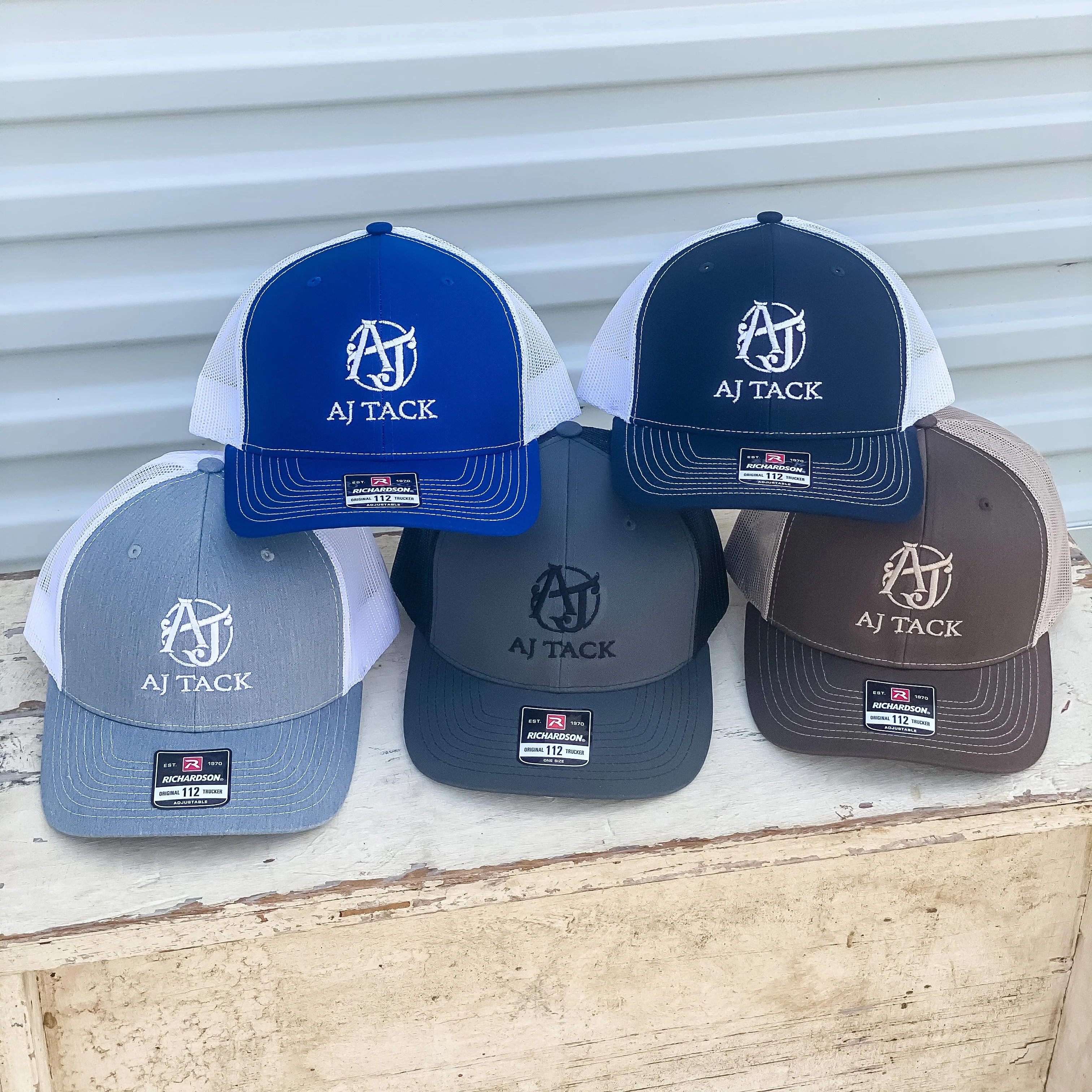 AJ Tack Grey Embroidery Mesh Back Cap - Image 2