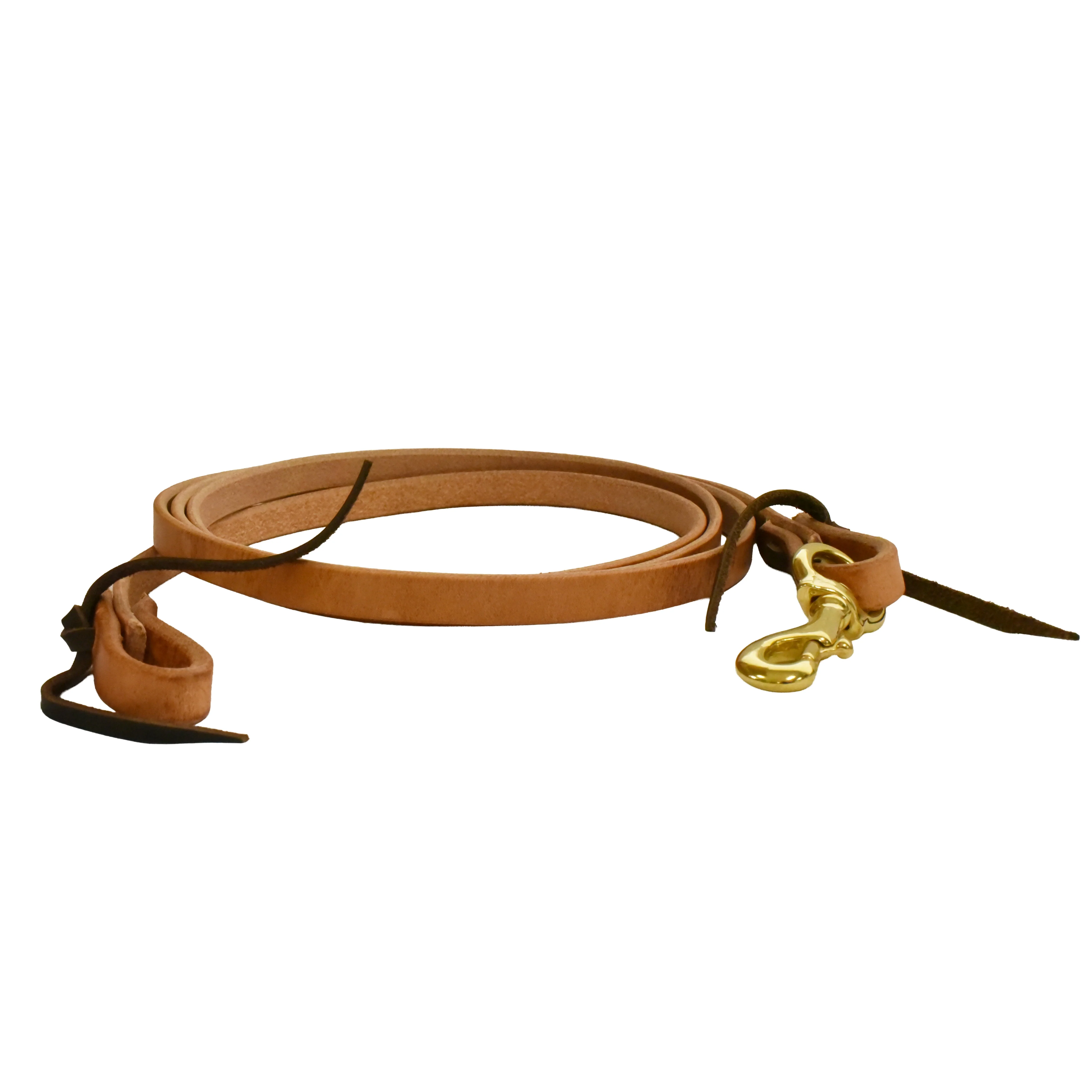 AJ Tack Harness Leather Flat Roper Reins - 5/8in x 8ft - Image 2