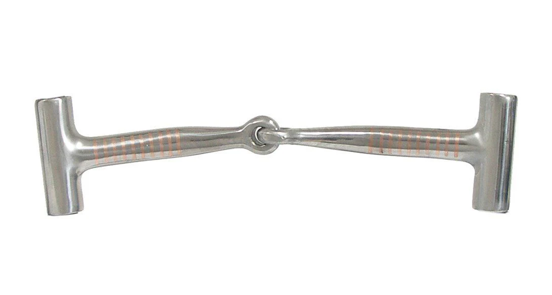 AJ Tack Horse Reiner Training Bit Short Shank Sweet Iron Snaffle with Copper Inlay - Image 2